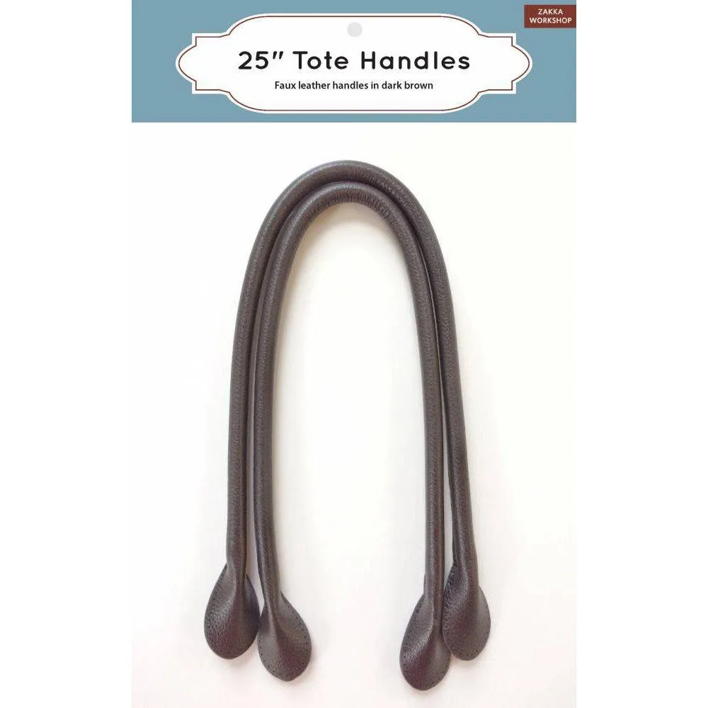 25" Dark Brown Faux Leather Tote Handles, Zakka Workshop