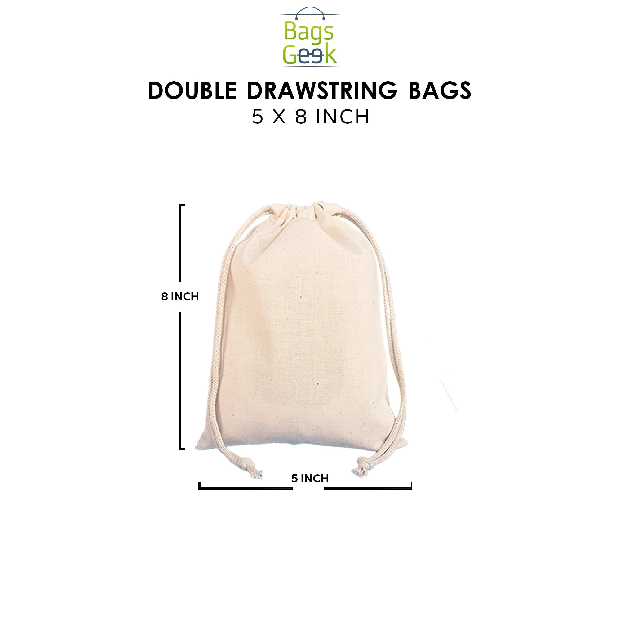 5x8 Inch Double Drawstring Bags