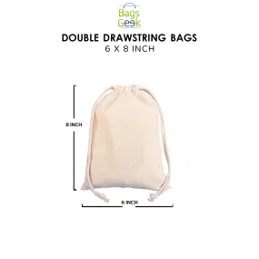 6x8 inch Double Drawstring Bags