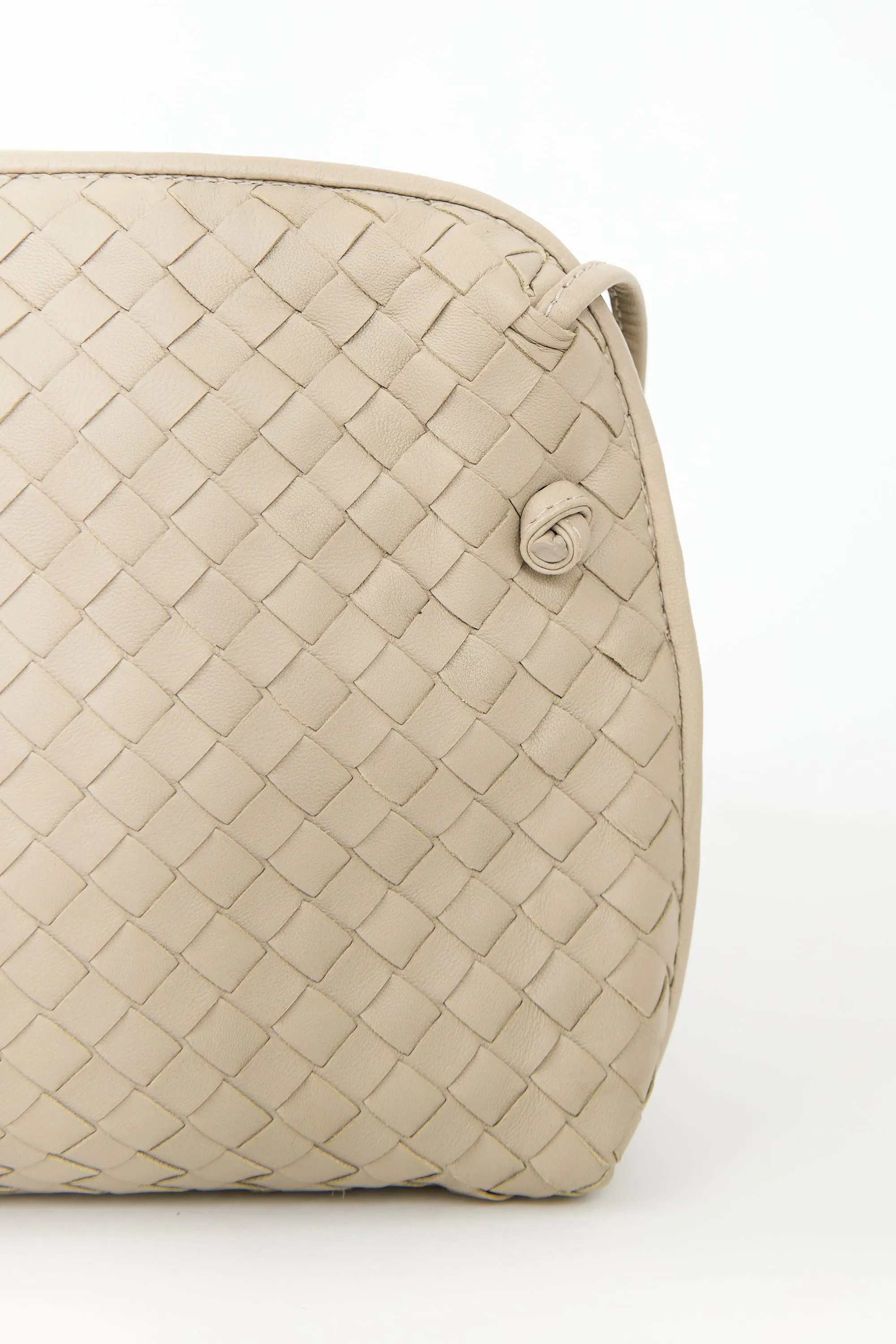 Beige Intrecciato Nodini Crossbody Bag