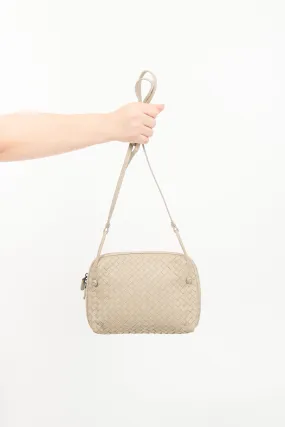 Beige Intrecciato Nodini Crossbody Bag