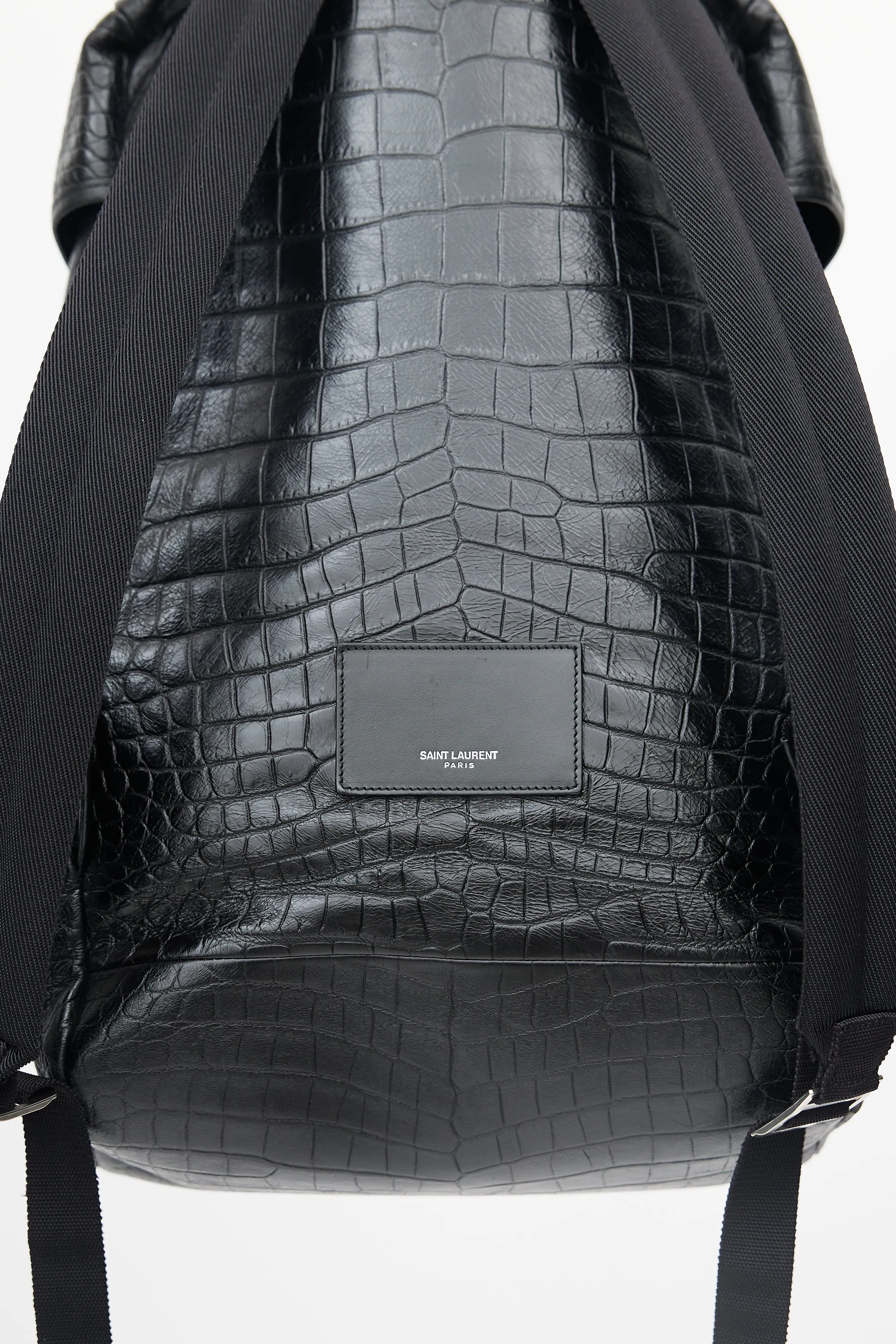 Black Leather Embossed Backpack