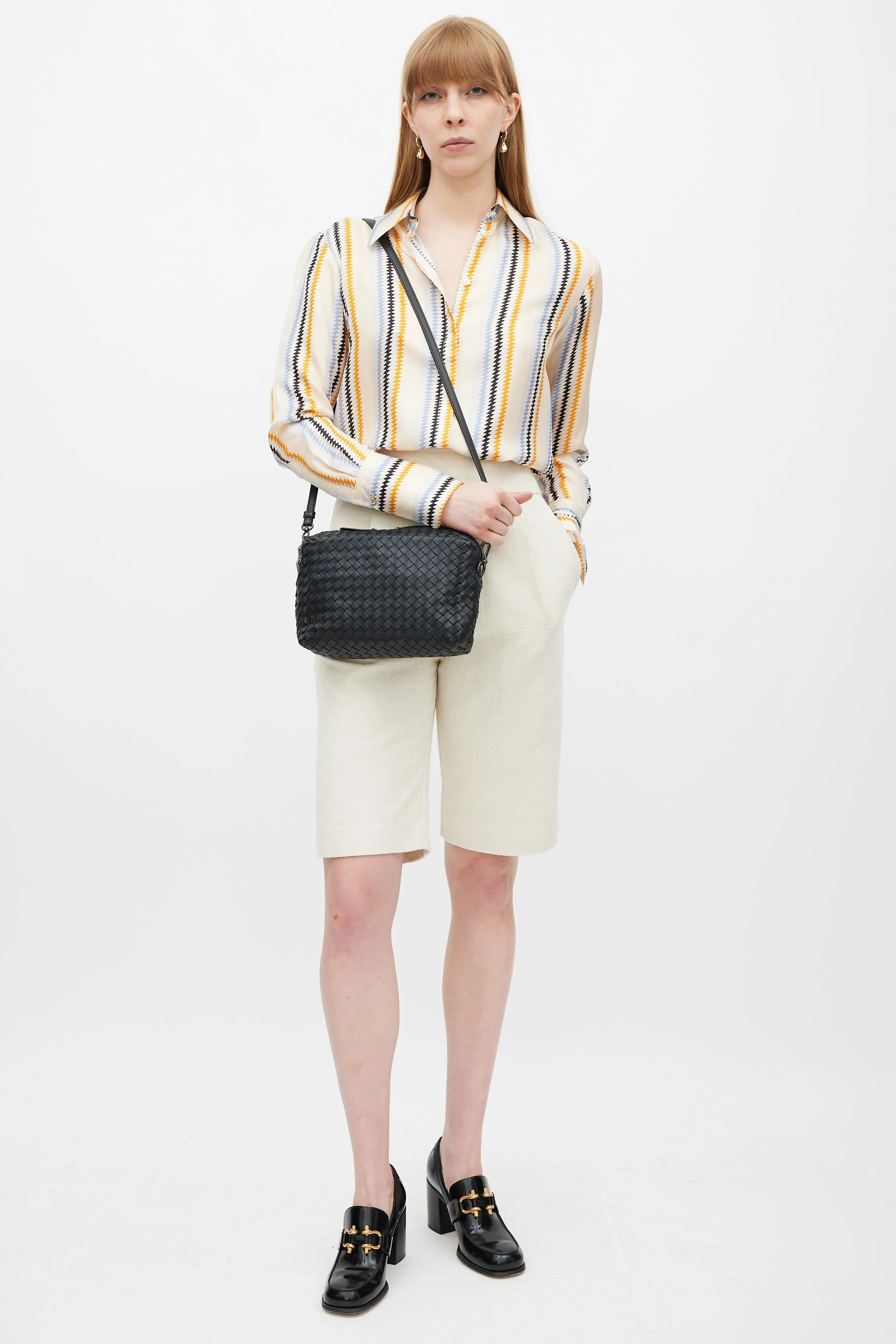 Black Leather Intrecciato Crossbody Bag