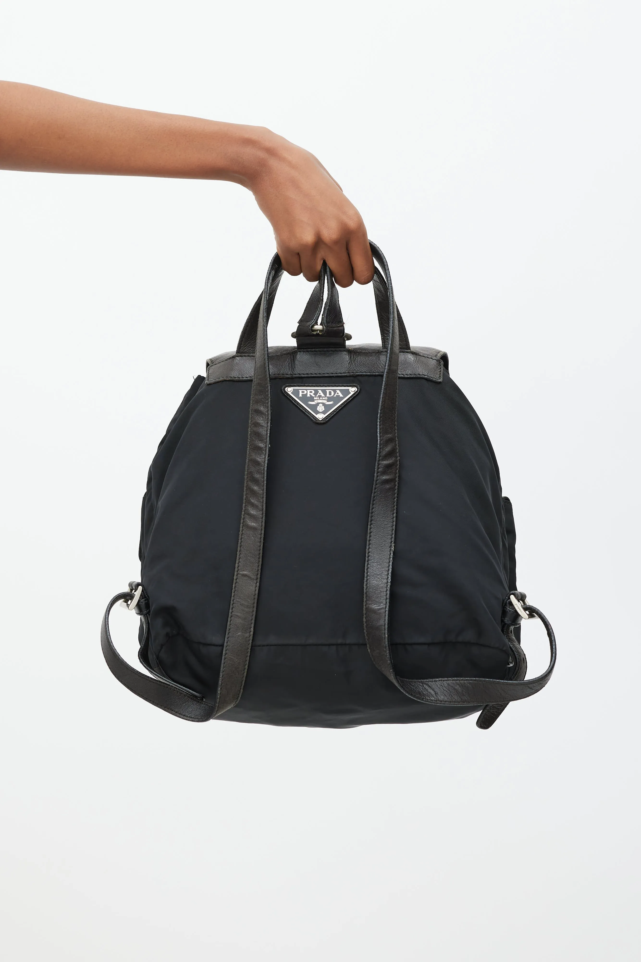 Black Nylon & Leather Backpack