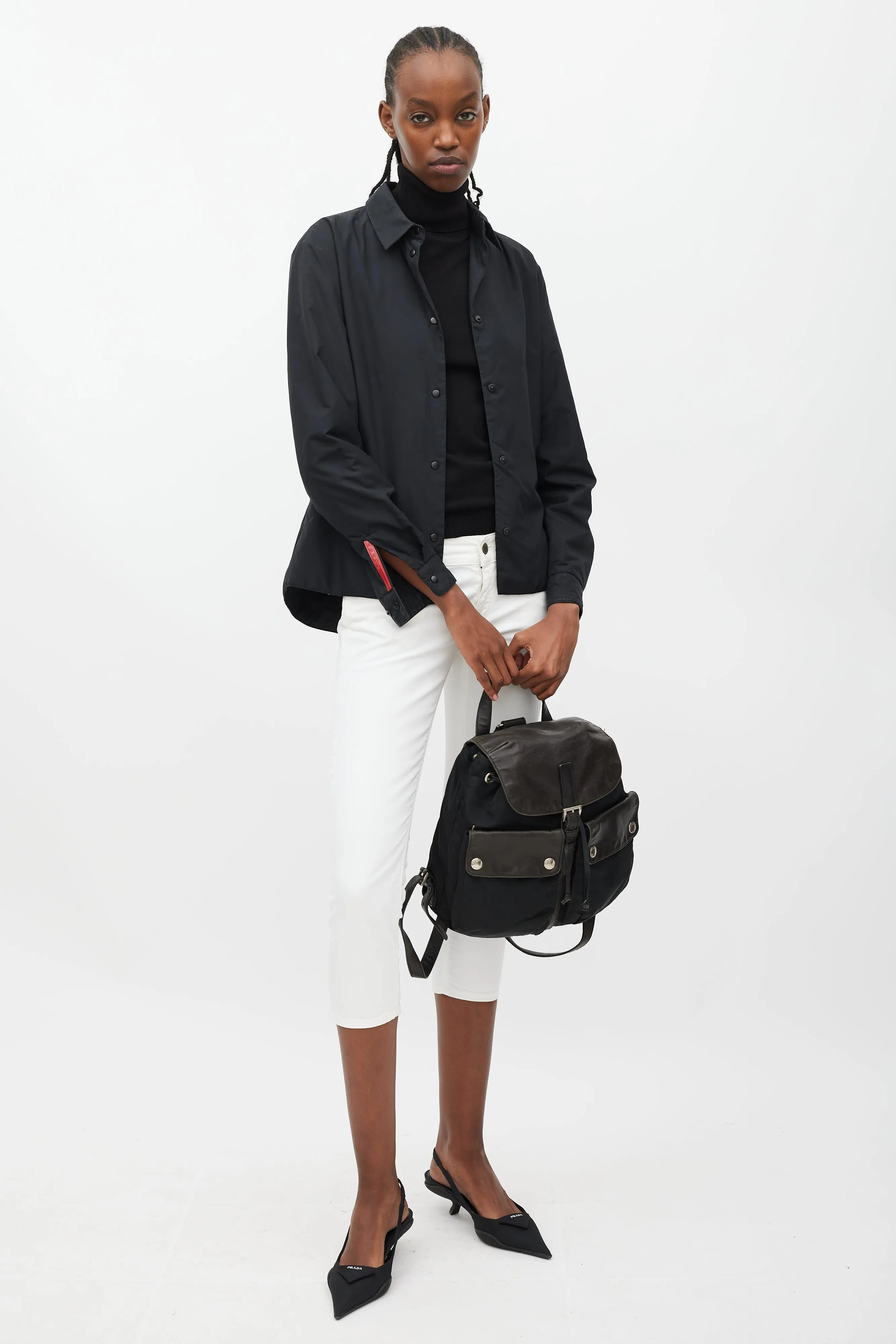 Black Nylon & Leather Backpack
