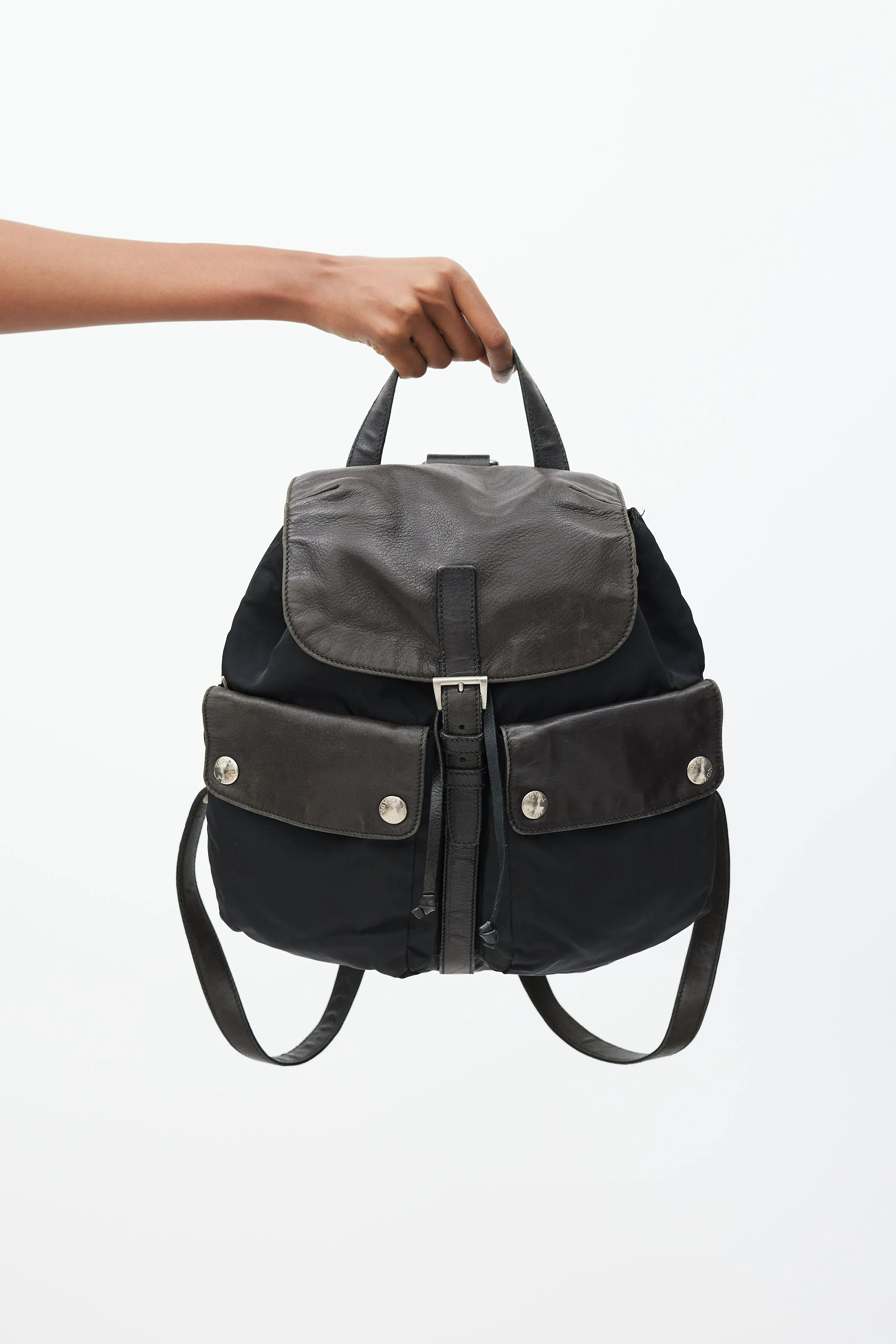 Black Nylon & Leather Backpack