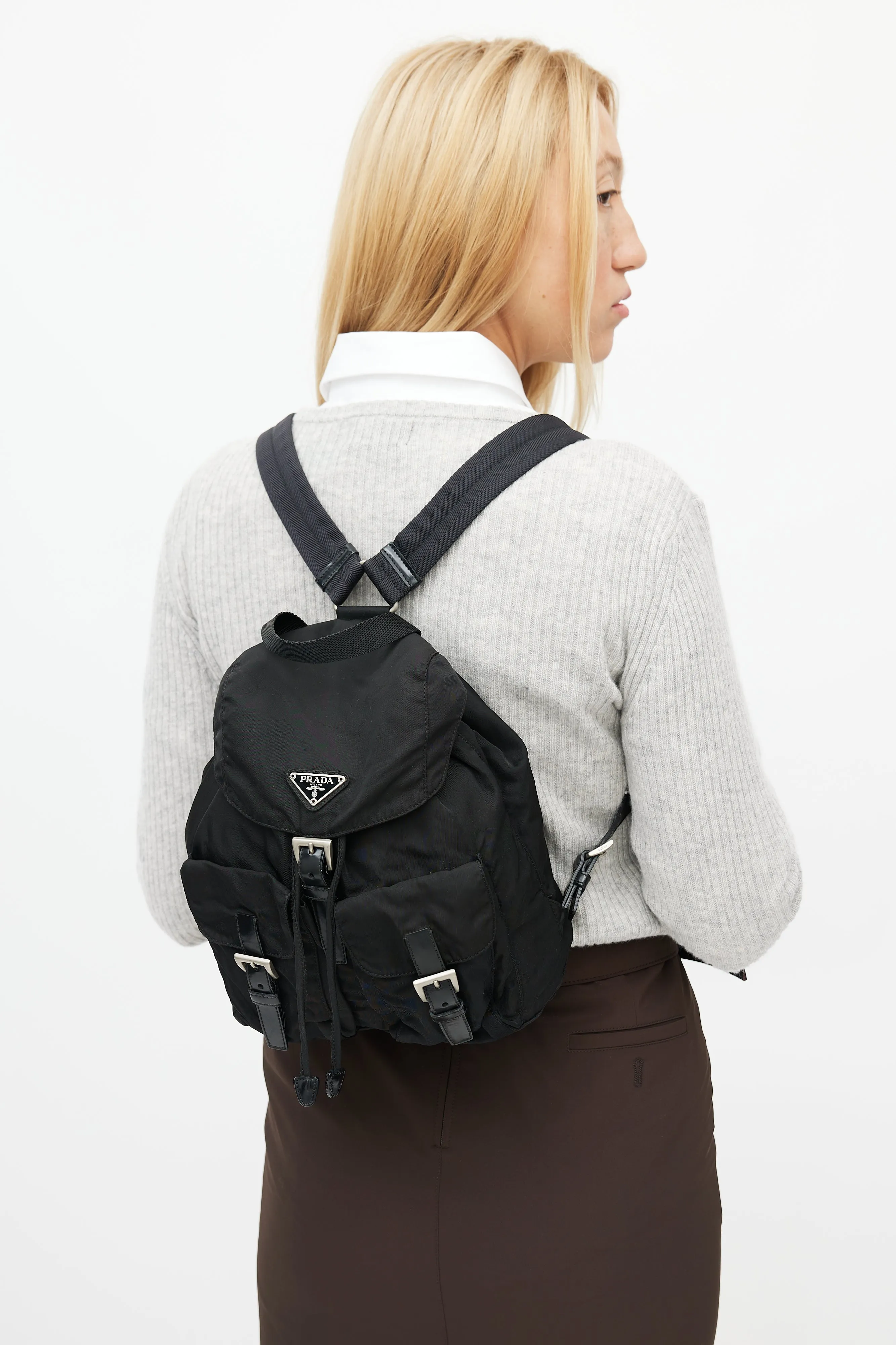 Black Nylon Small Backpack