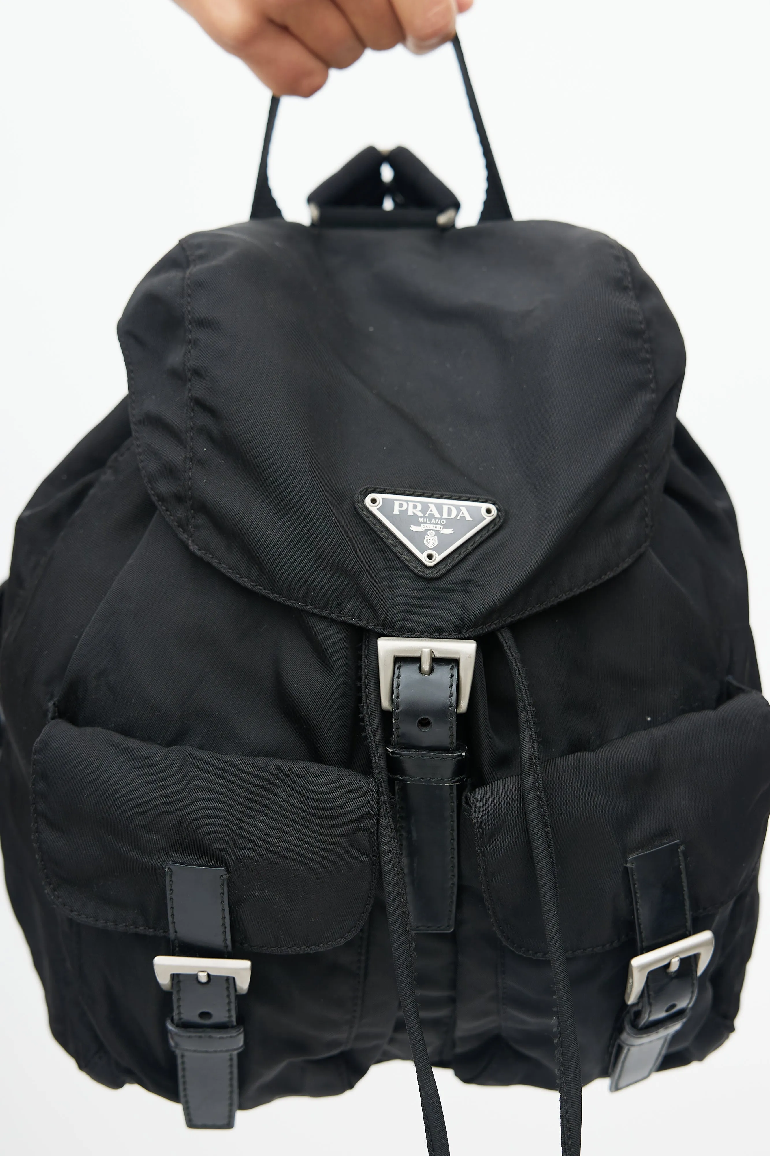 Black Nylon Small Backpack
