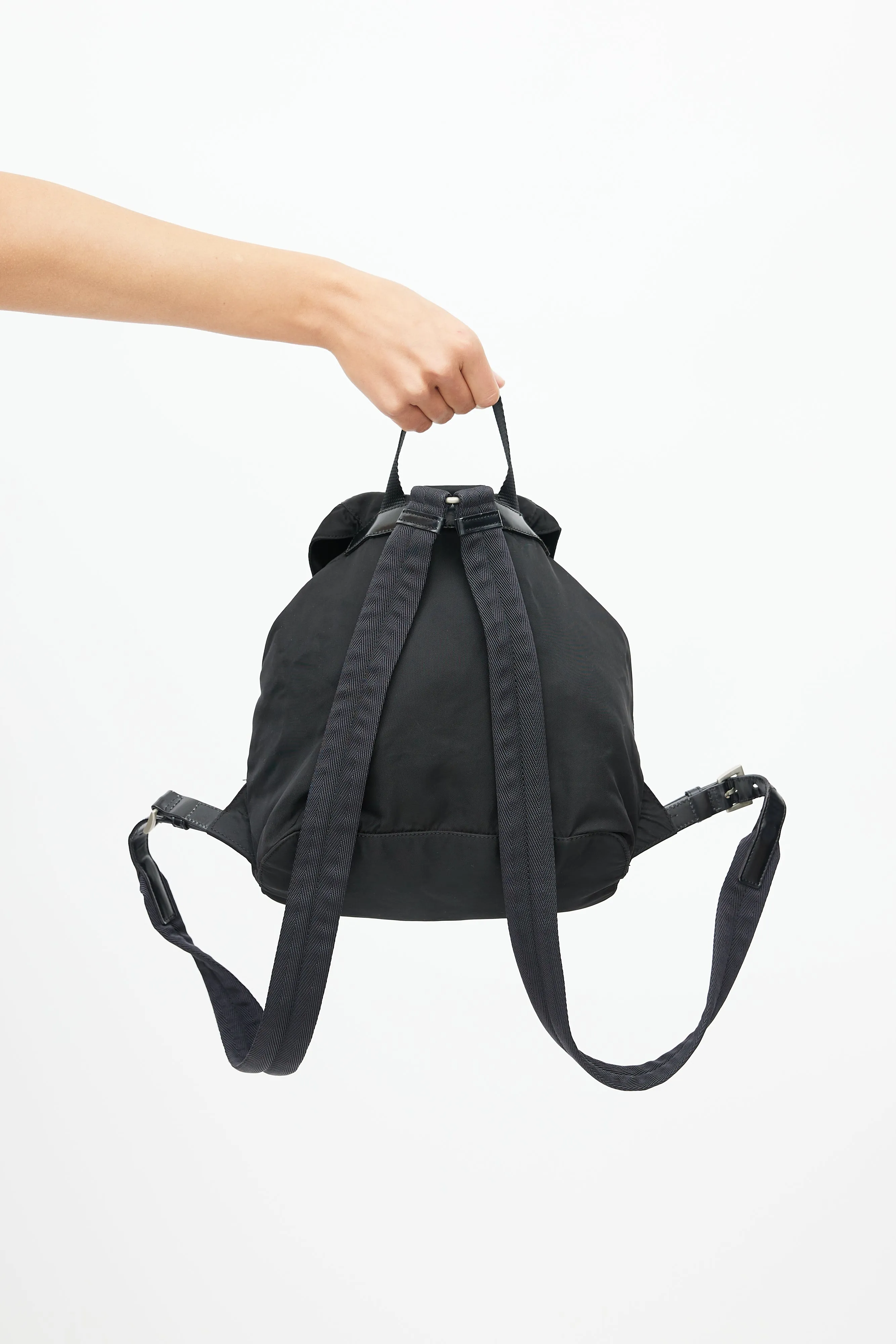 Black Nylon Small Backpack
