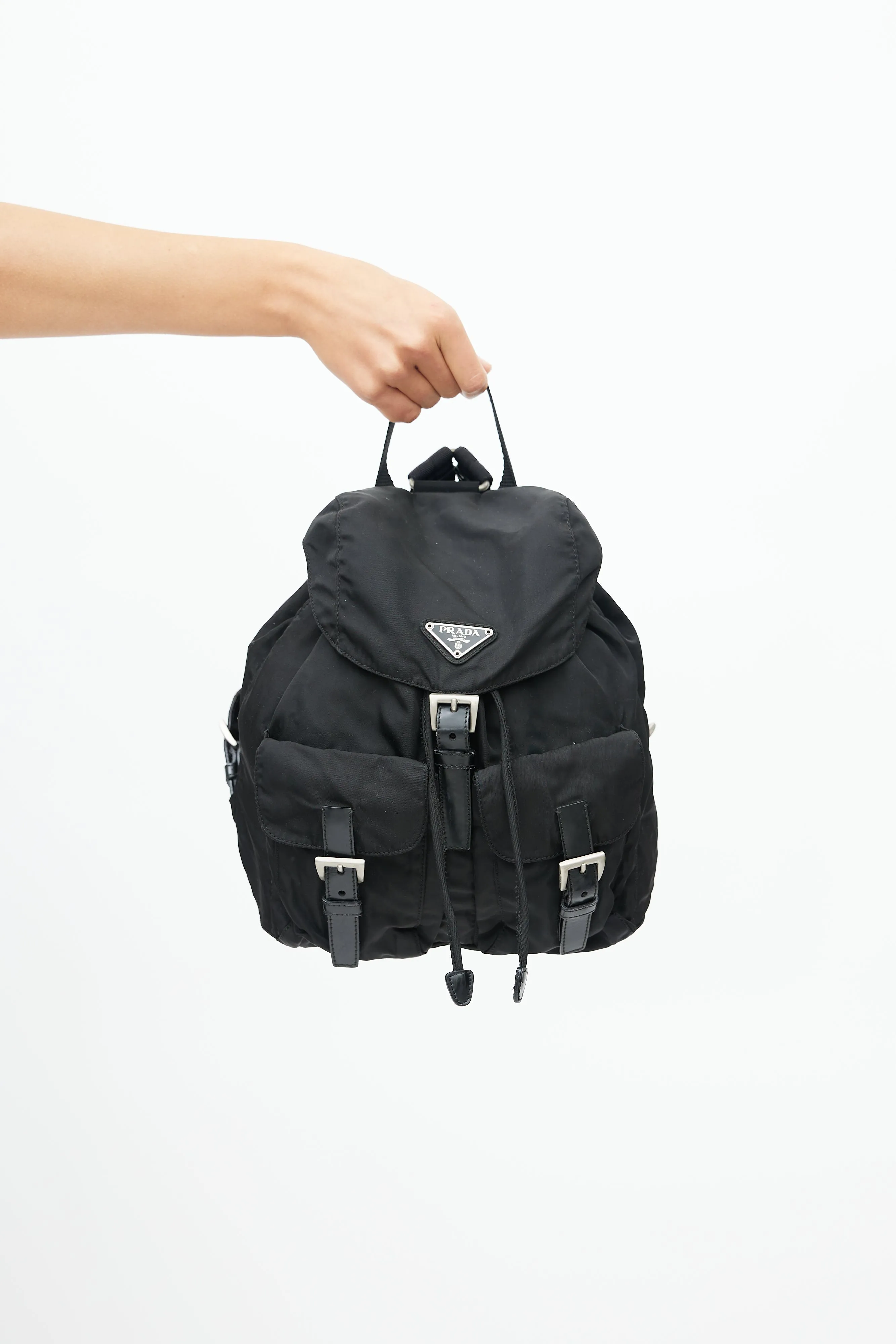Black Nylon Small Backpack