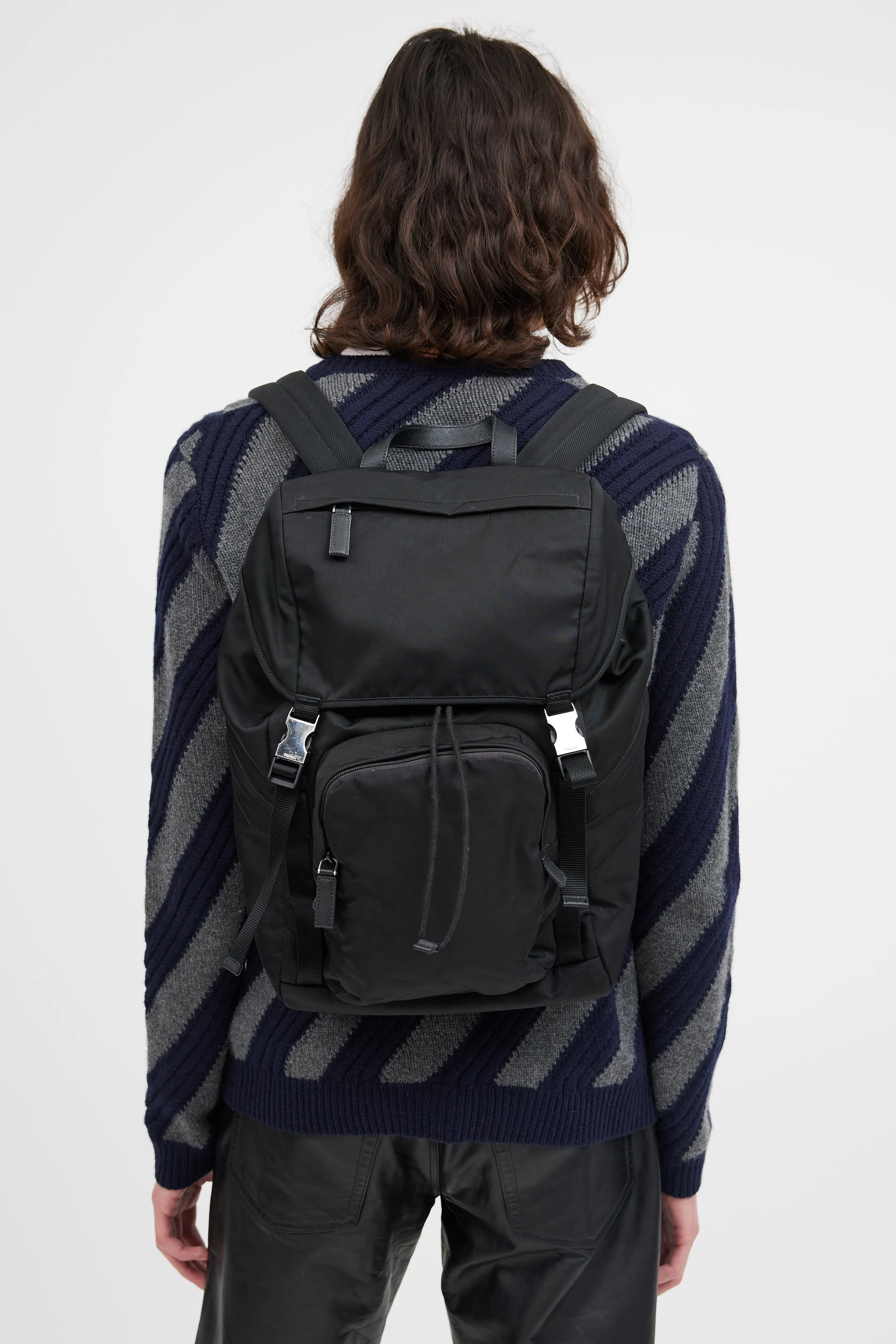 Black Re-Nylon Tessuto Backpack