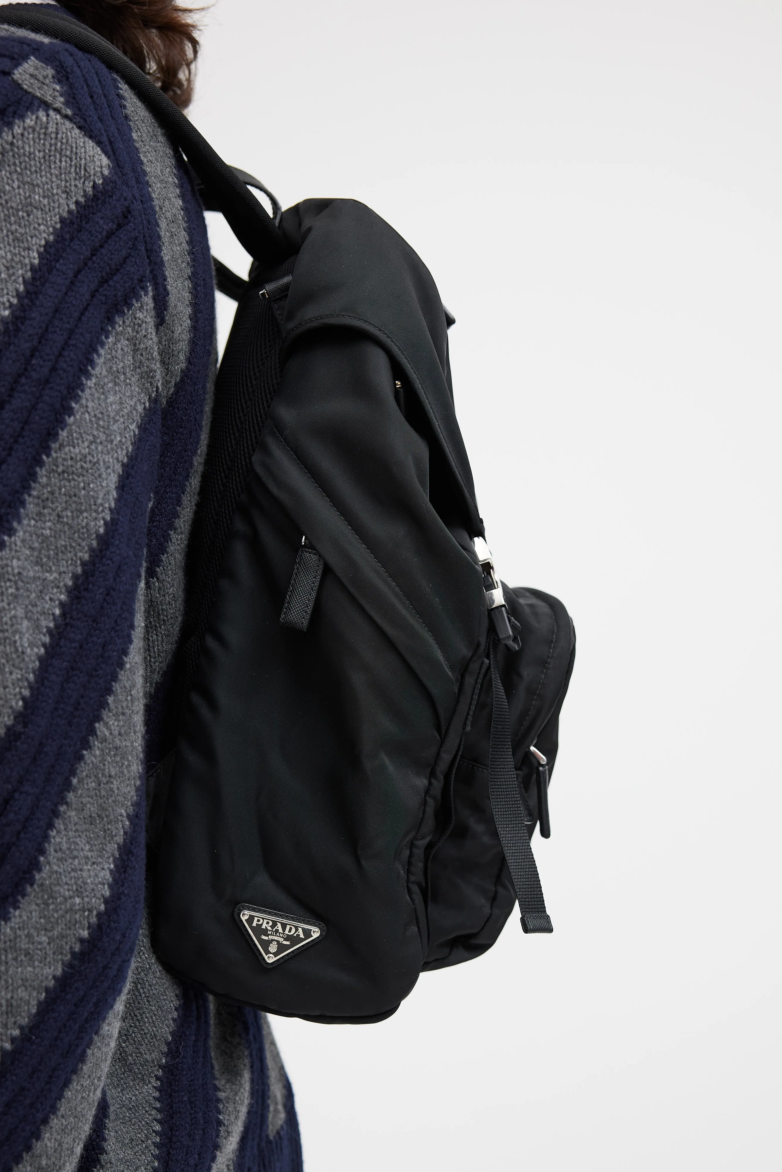 Black Re-Nylon Tessuto Backpack