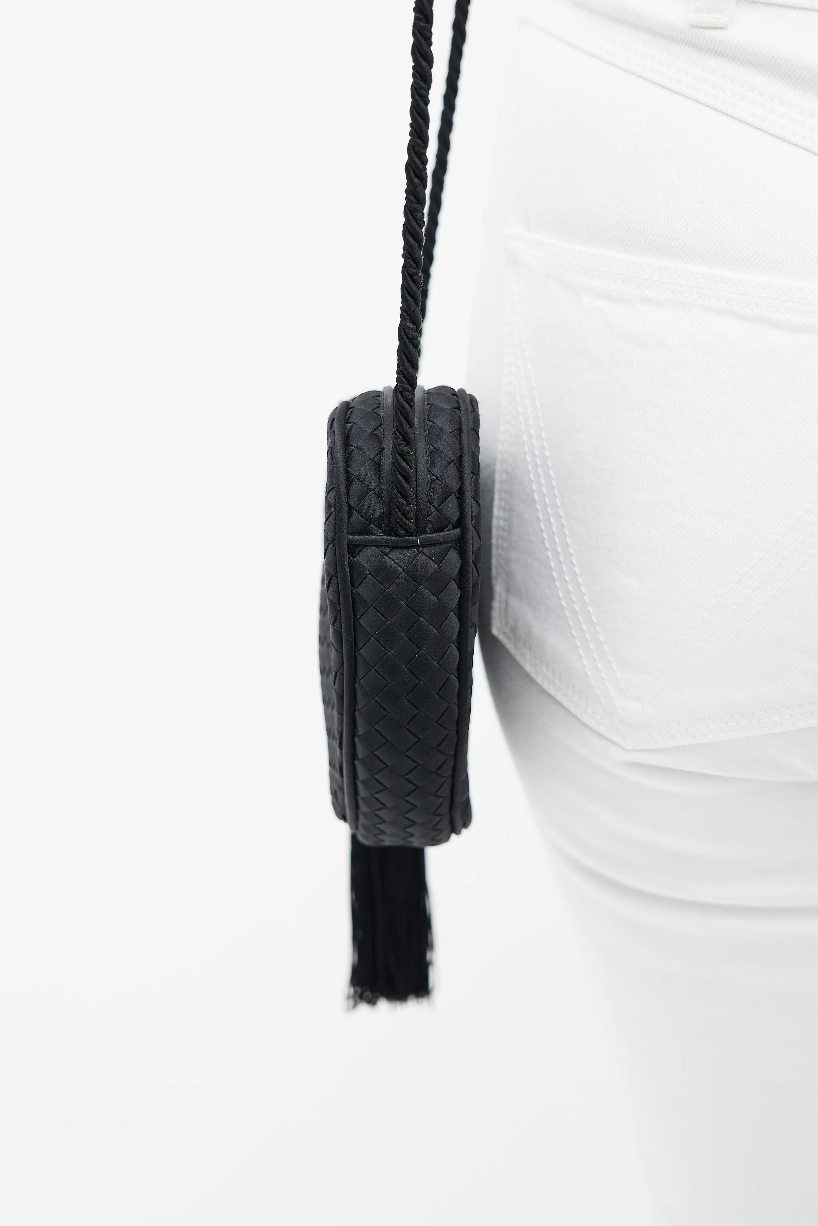 Black Vintage Silk Heart Crossbody Bag