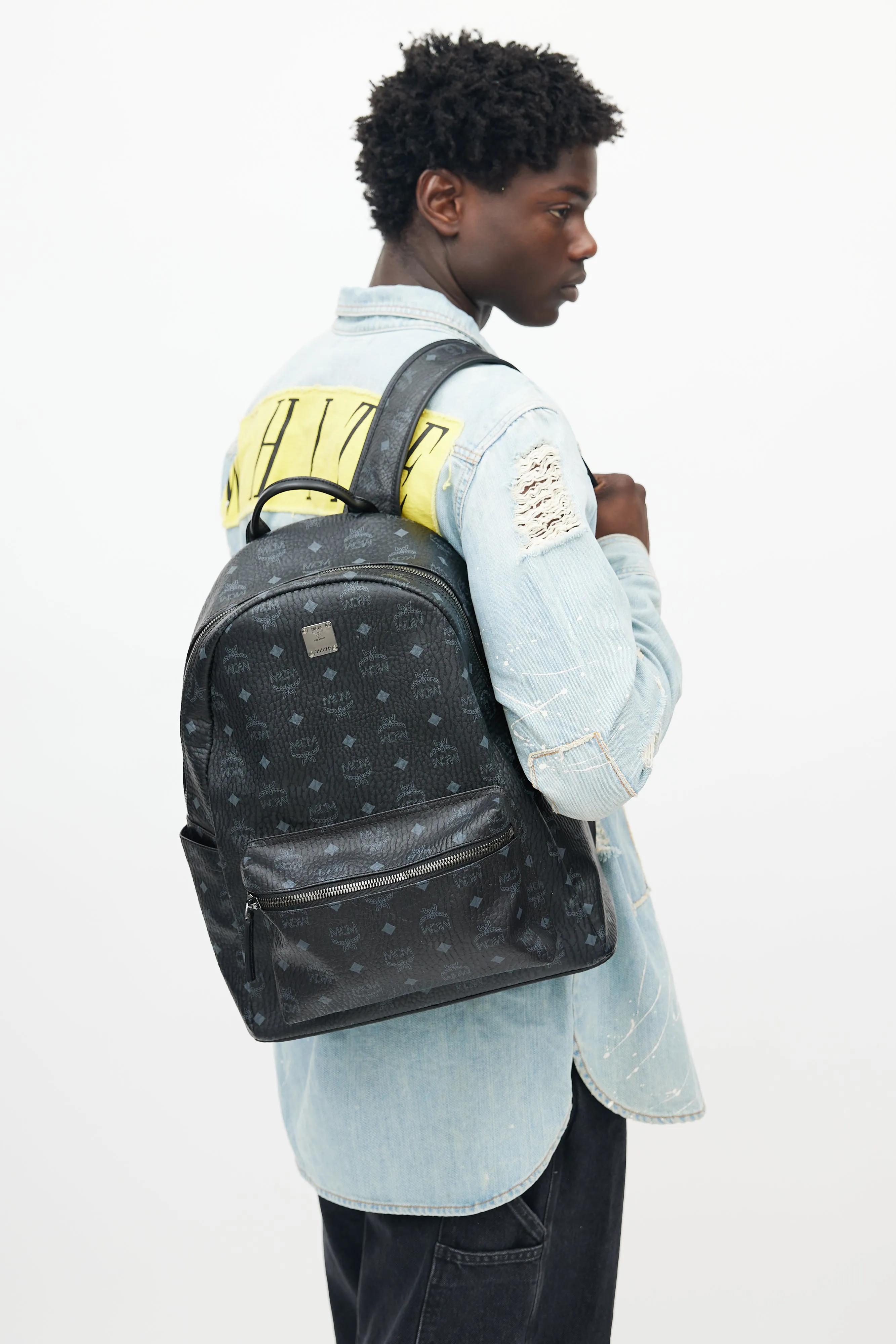 Black Visetos Coated Canvas Stark Backpack
