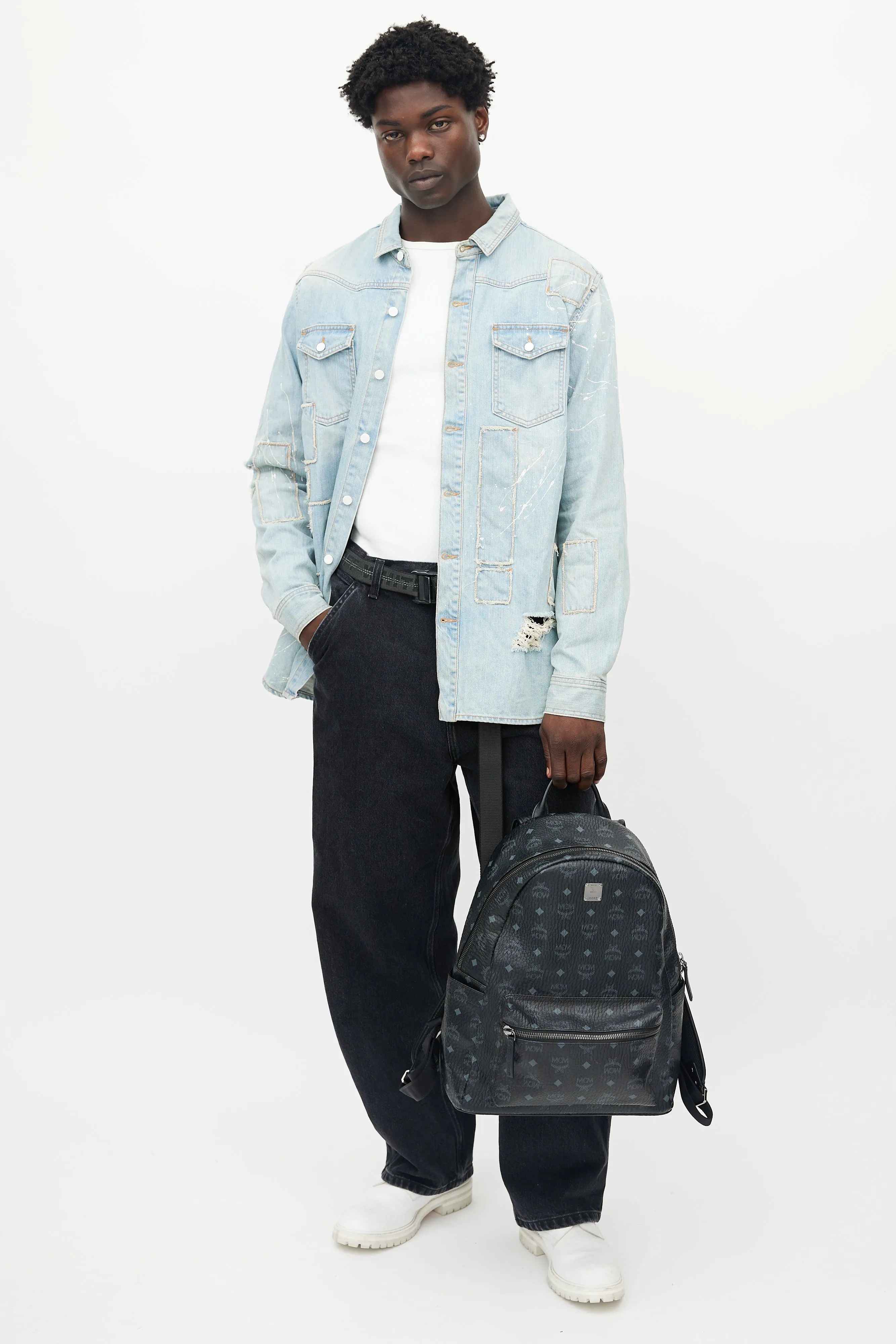 Black Visetos Coated Canvas Stark Backpack
