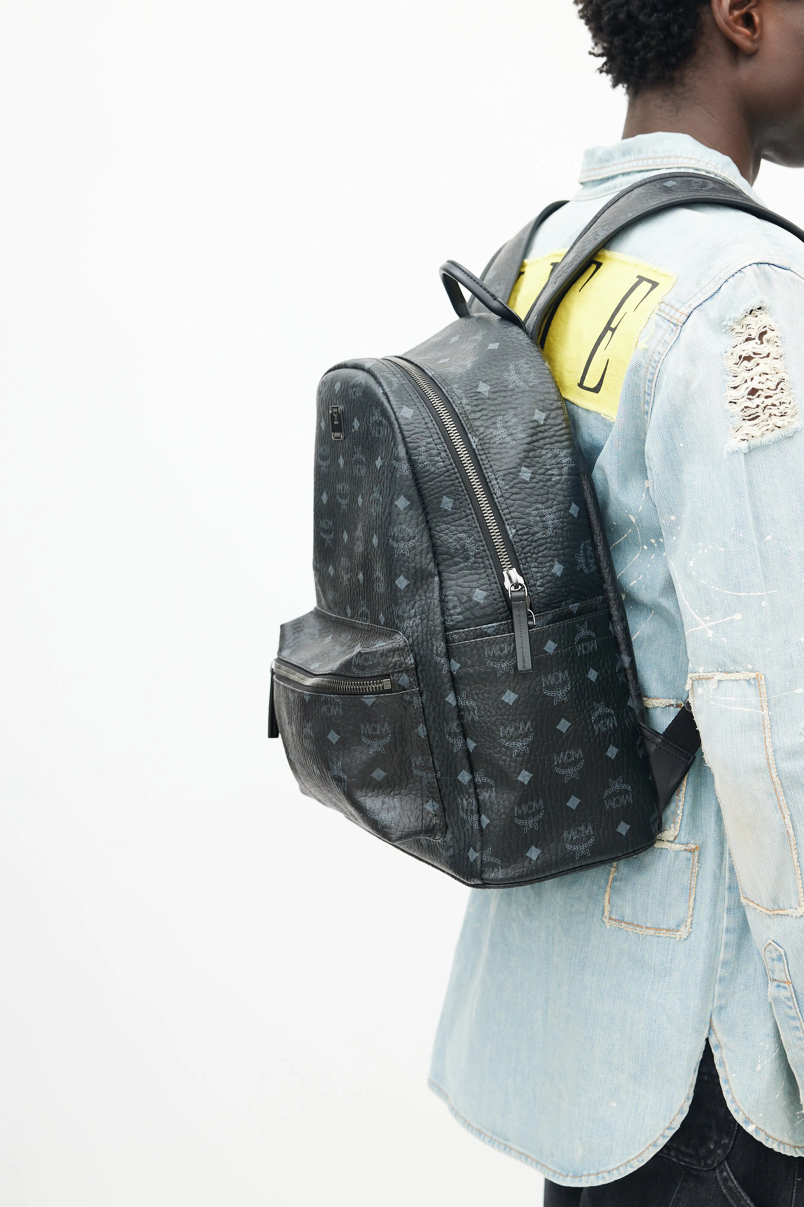 Black Visetos Coated Canvas Stark Backpack