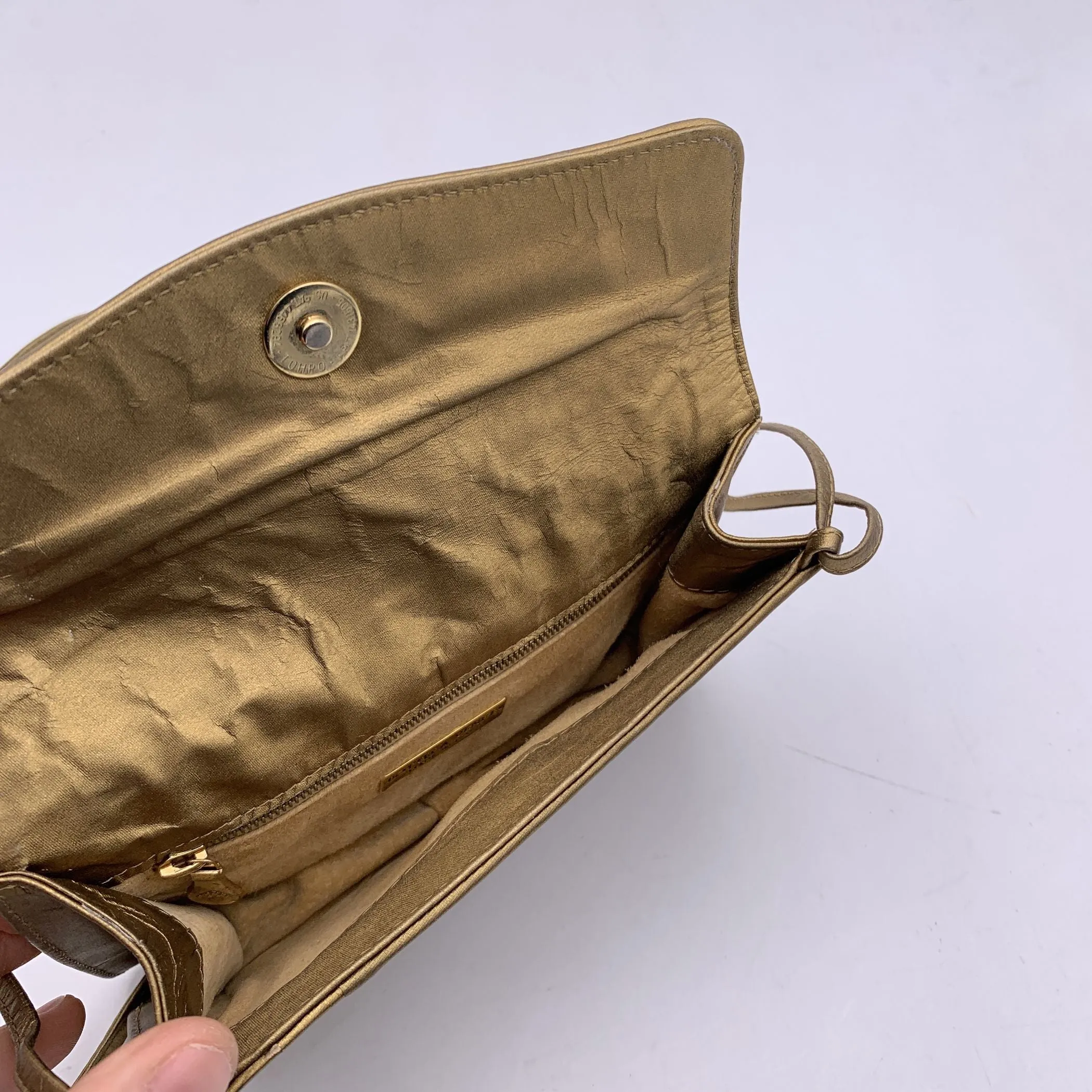 Bottega Veneta Gold Intrecciato Woven Small Tassel Crossbody Bag