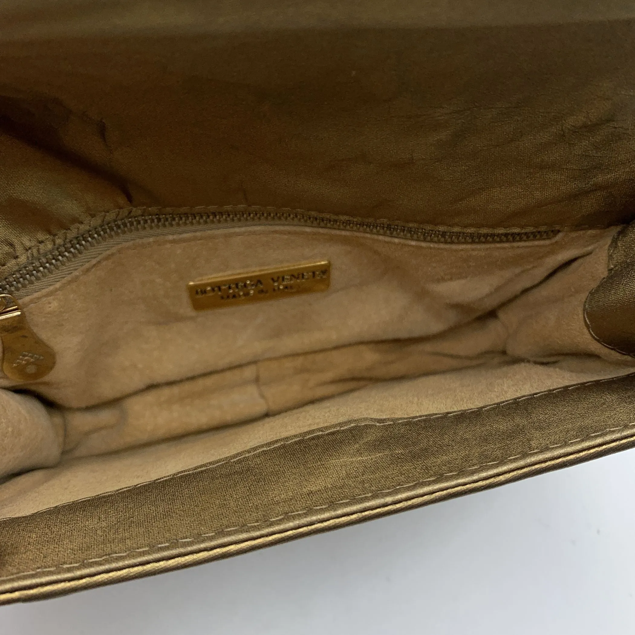 Bottega Veneta Gold Intrecciato Woven Small Tassel Crossbody Bag