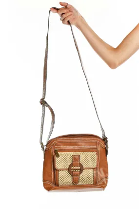 Brown Woven Crossbody Shoulder Bag