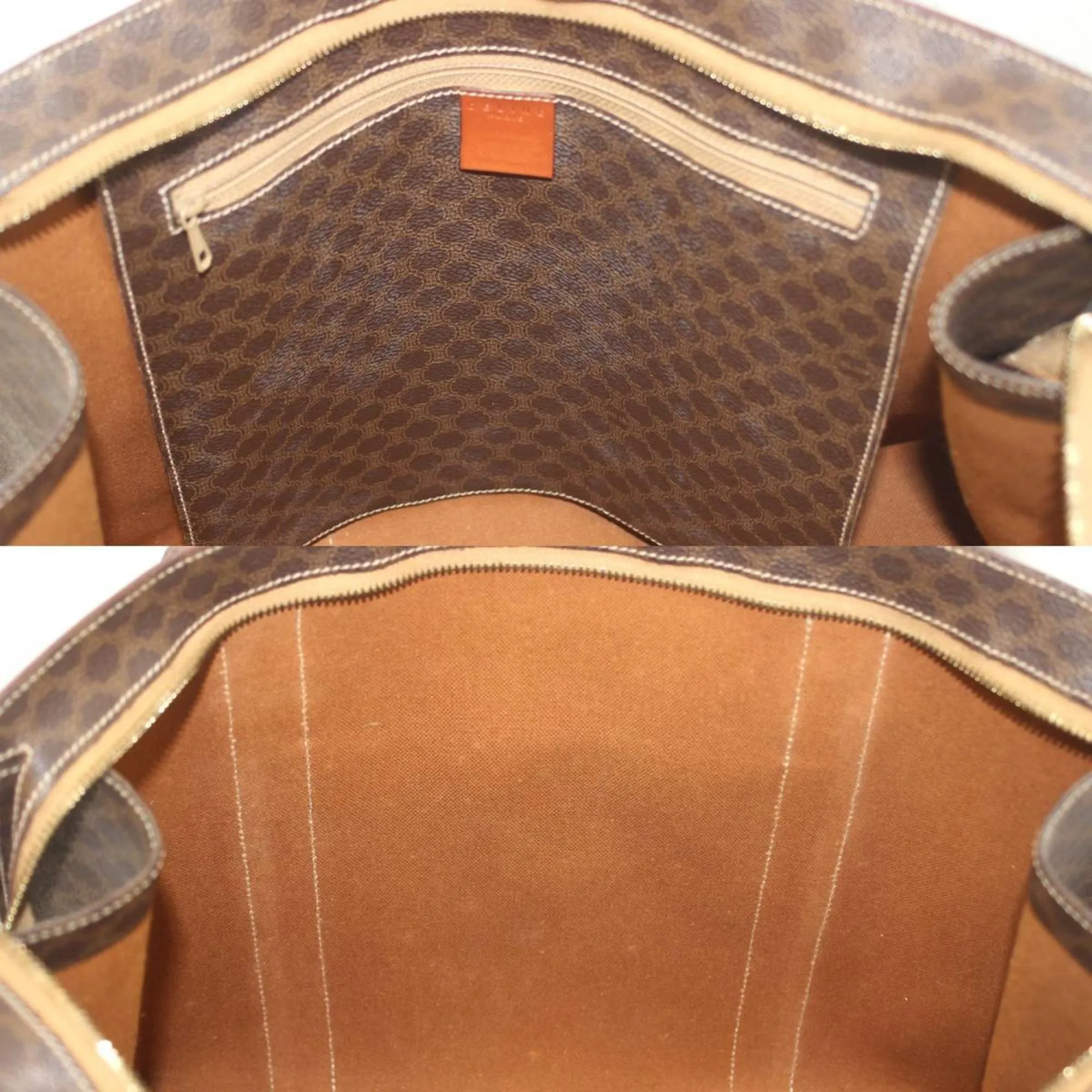 Celine Macadam Tote Bag Shoulder Brown PVC Leather Women's Men's KS