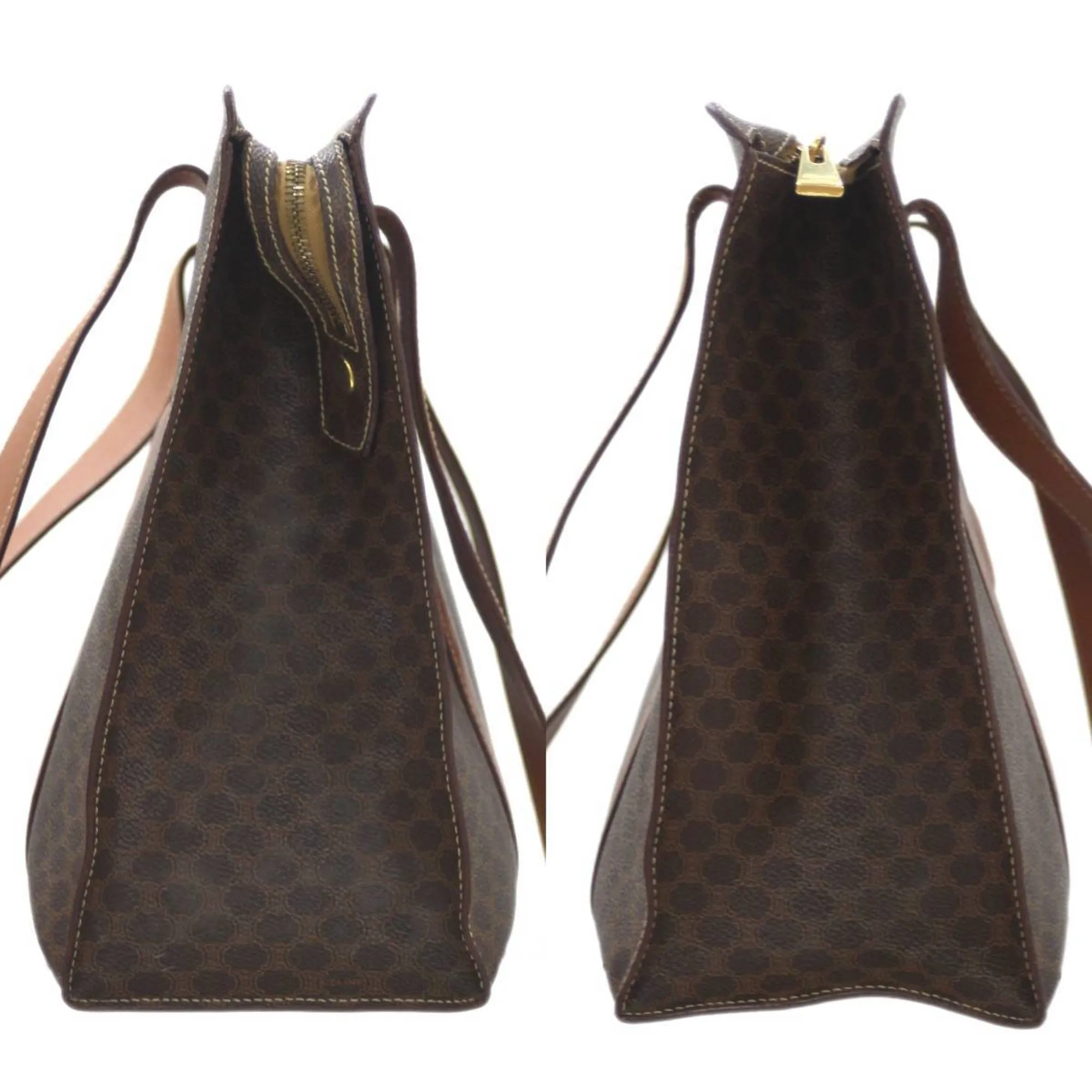 Celine Macadam Tote Bag Shoulder Brown PVC Leather Women's Men's KS