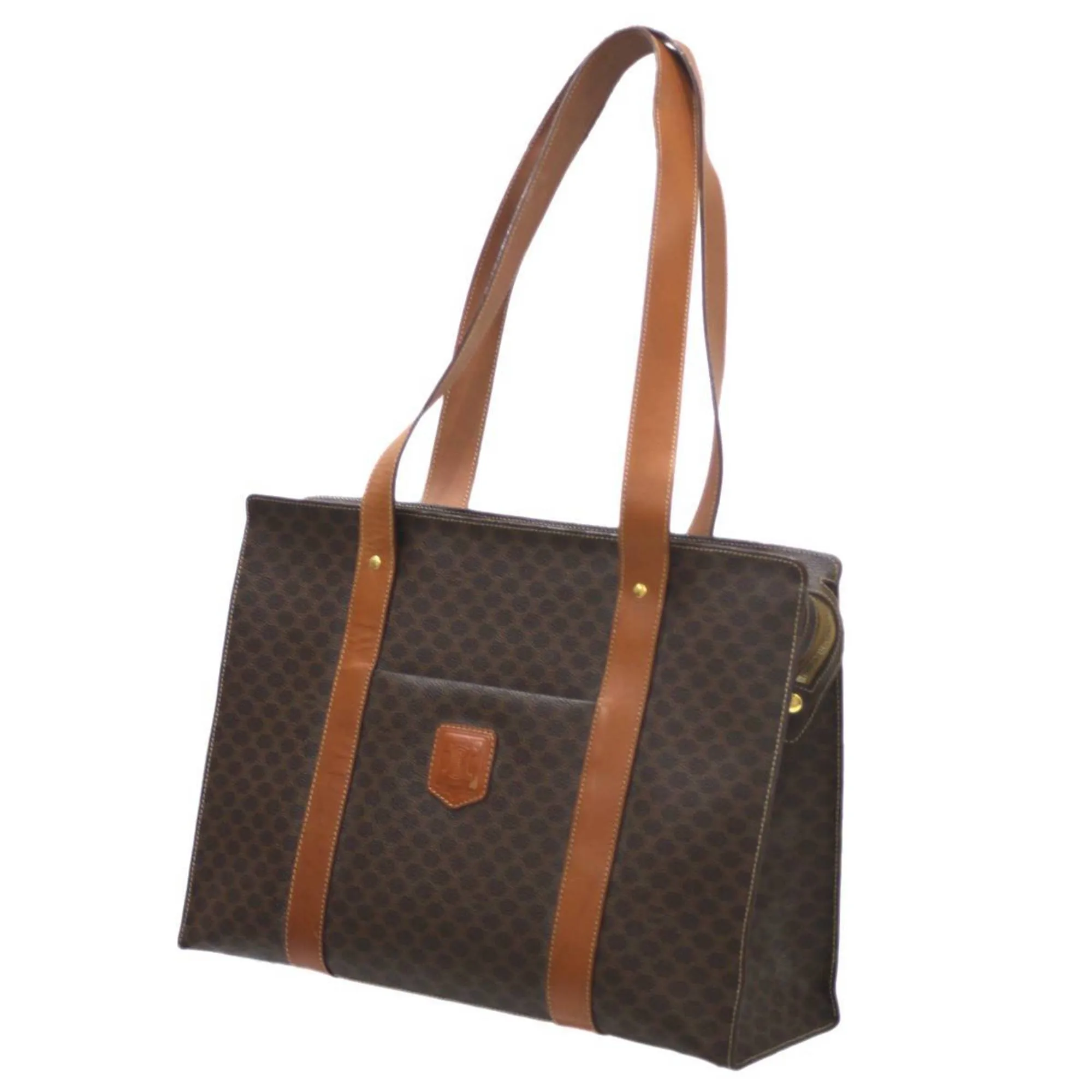 Celine Macadam Tote Bag Shoulder Brown PVC Leather Women's Men's KS