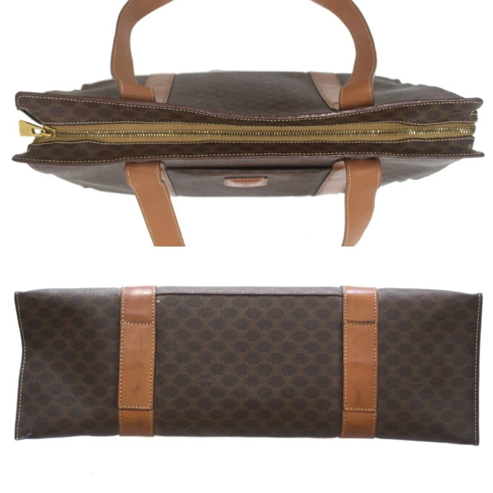 Celine Macadam Tote Bag Shoulder Brown PVC Leather Women's Men's KS