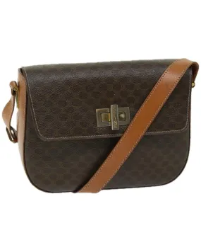 Celine Mini Luggage Tote Brown Canvas Leather Shoulder Bag