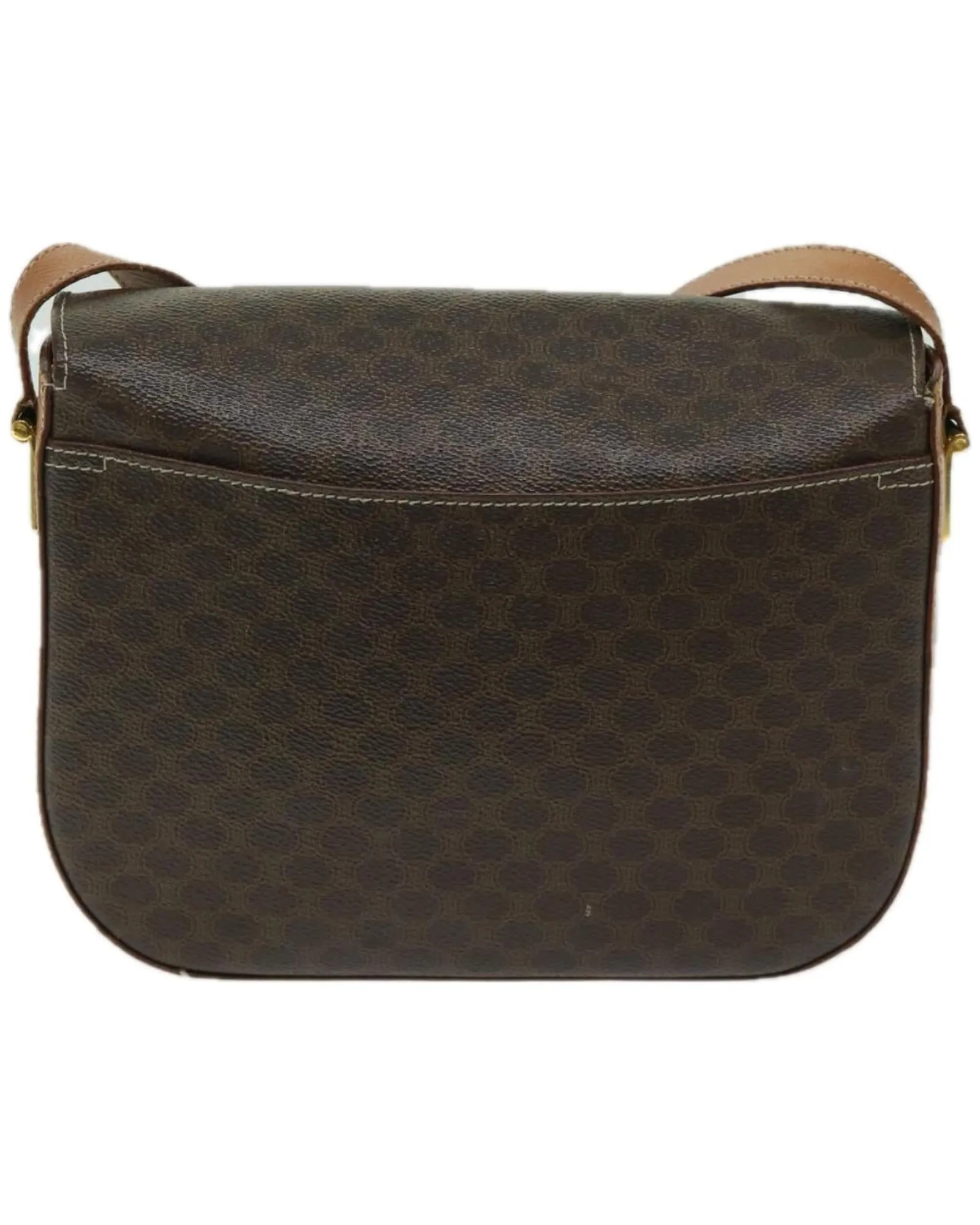 Celine Mini Luggage Tote Brown Canvas Leather Shoulder Bag