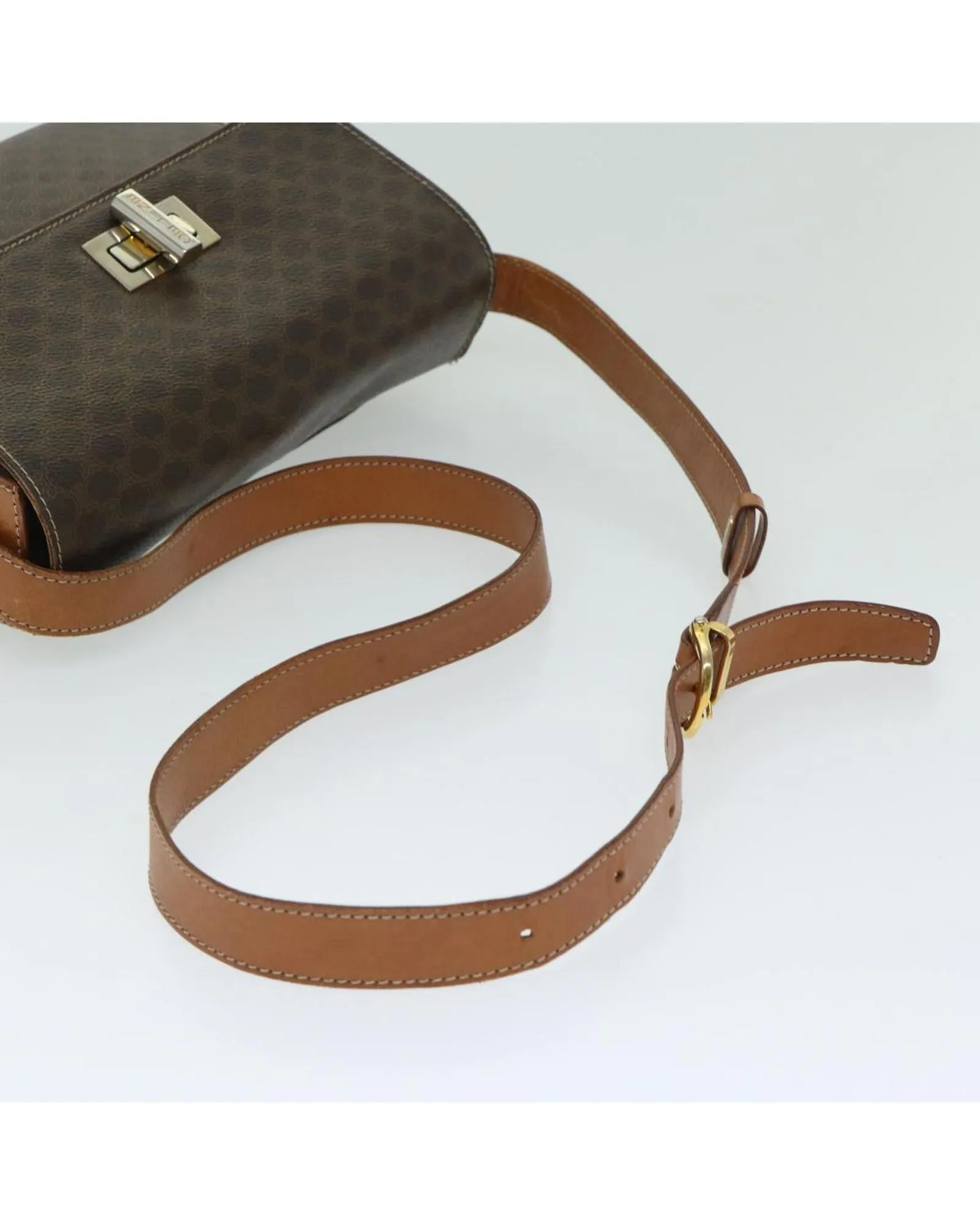 Celine Mini Luggage Tote Brown Canvas Leather Shoulder Bag