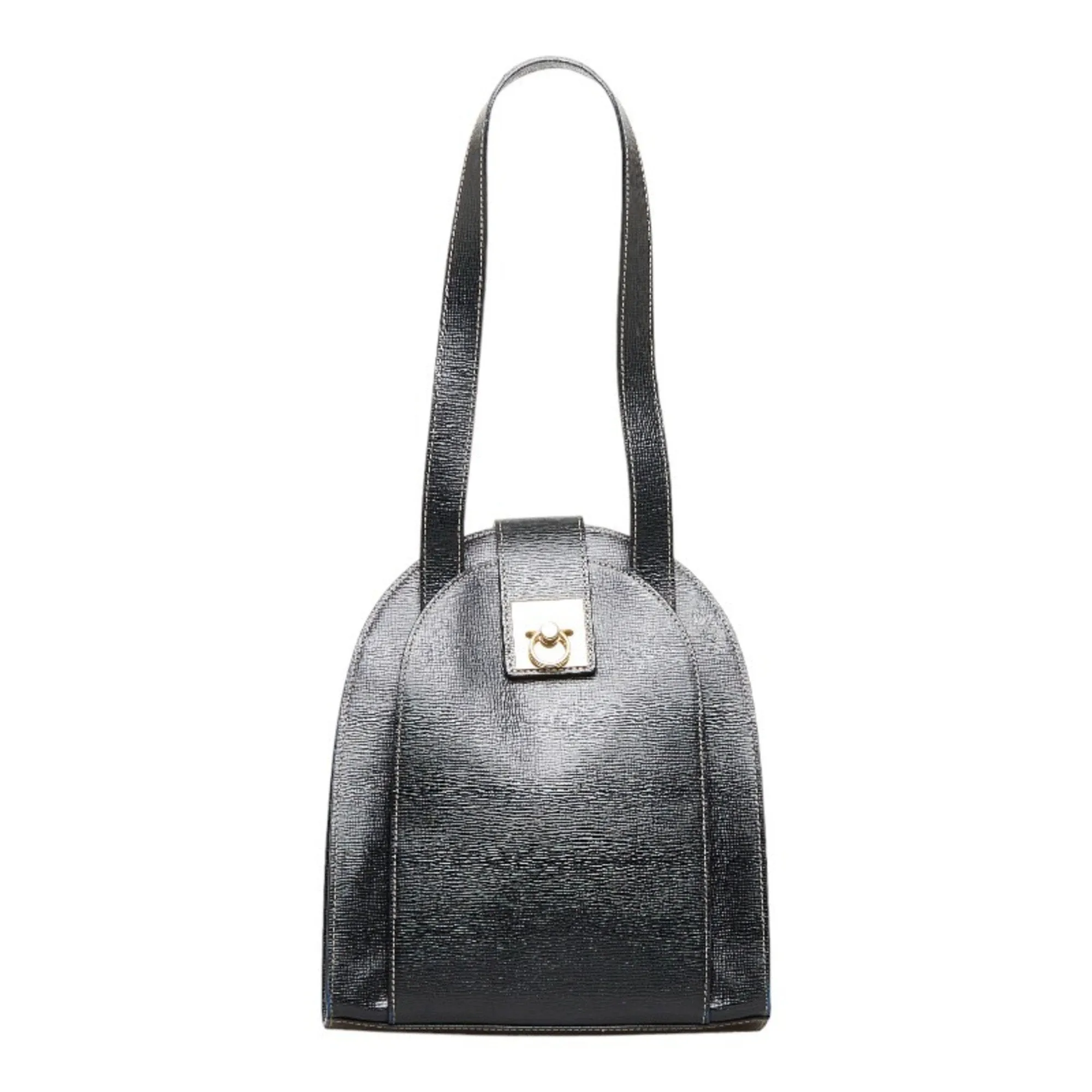 Celine tote bag shoulder black leather ladies
