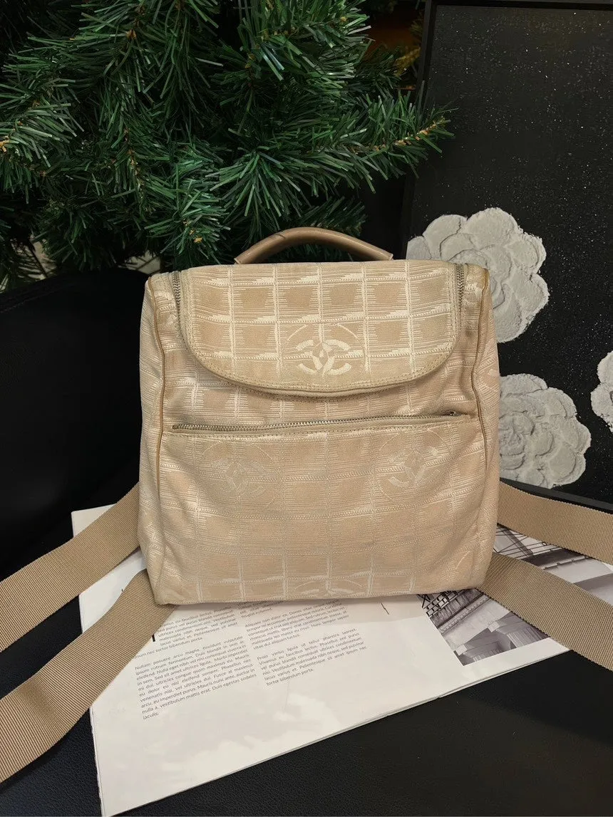 Chanel Beige Canvas Ice Checkered Backpack