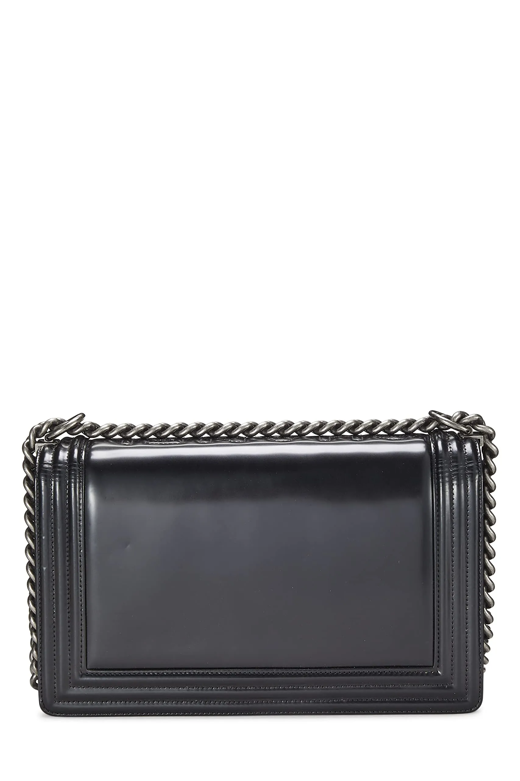 Chanel,  Black Calfskin Reverso Boy Bag Large, Black