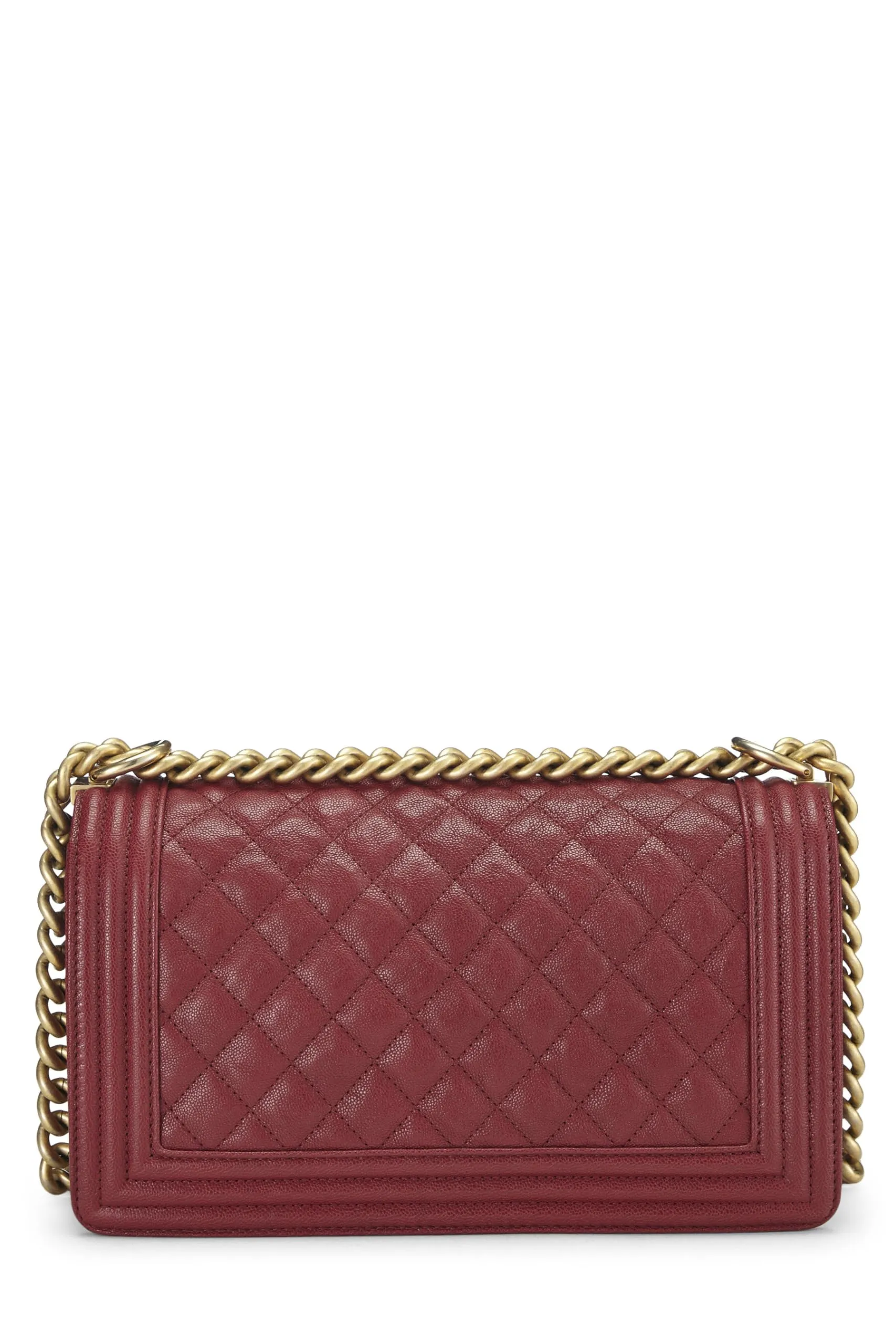 Chanel,  Black Quilted Caviar Boy Bag Medium, Red