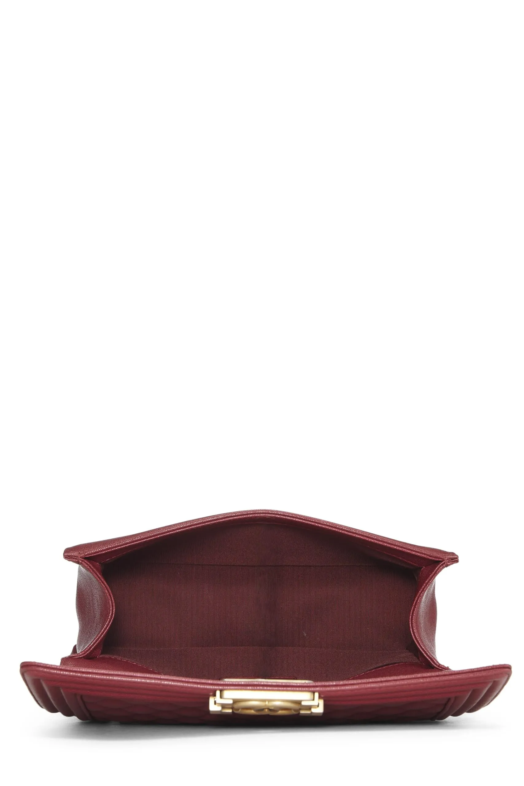 Chanel,  Black Quilted Caviar Boy Bag Medium, Red