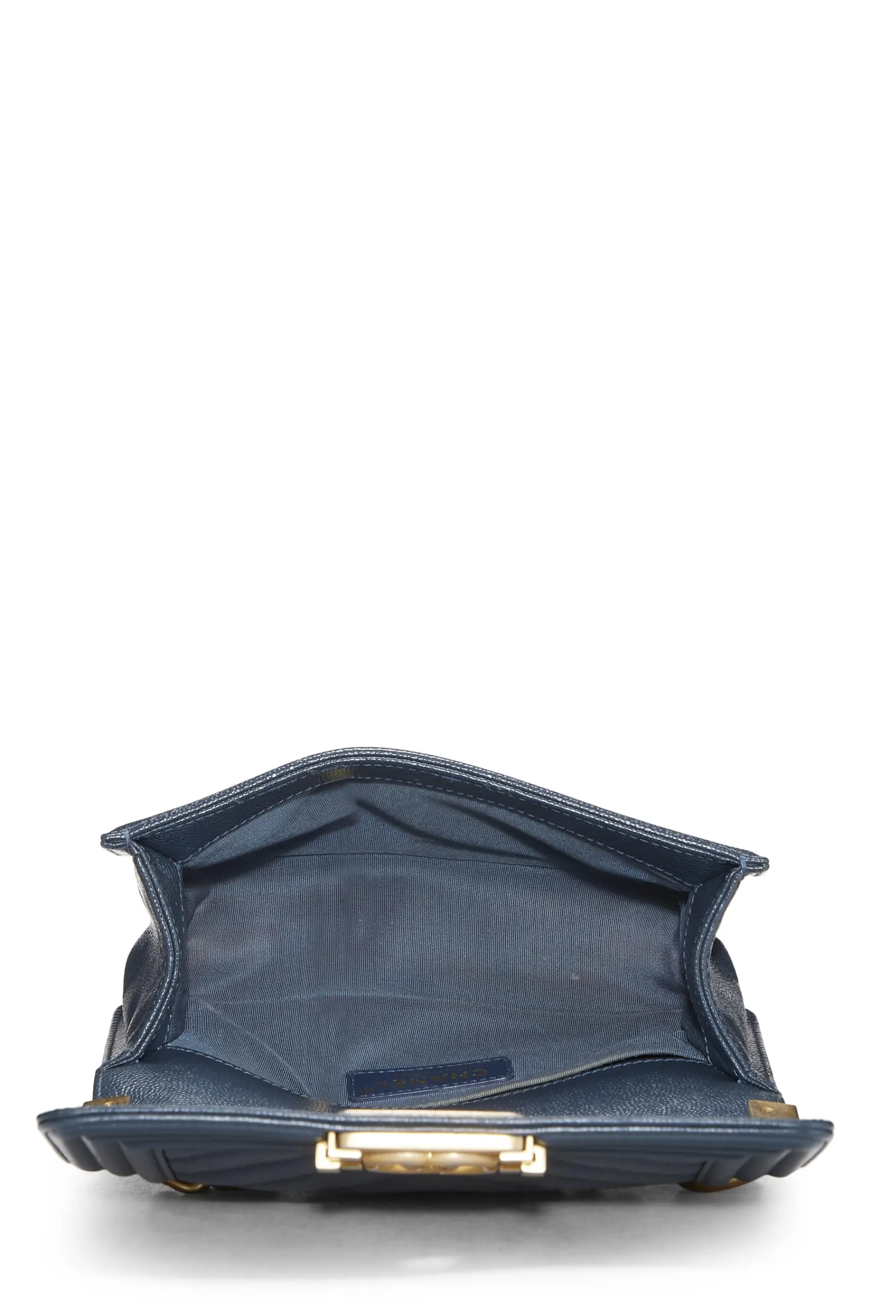 Chanel,  Blue Chevron Caviar Boy Bag Small, Blue