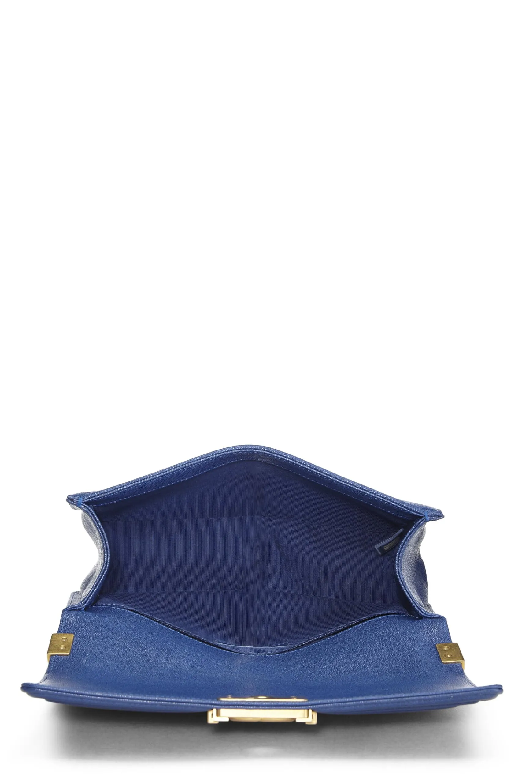 Chanel,  Blue Quilted Caviar Boy Bag Medium, Blue