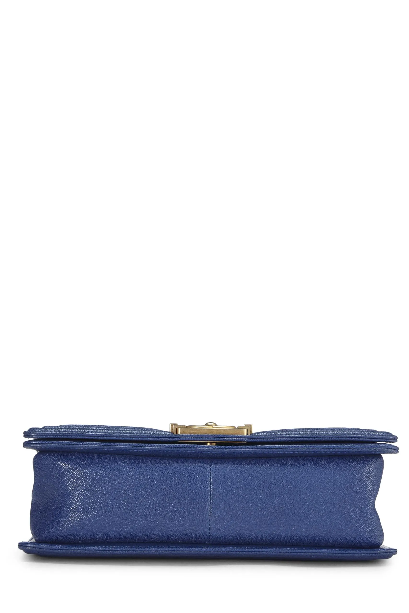 Chanel,  Blue Quilted Caviar Boy Bag Medium, Blue