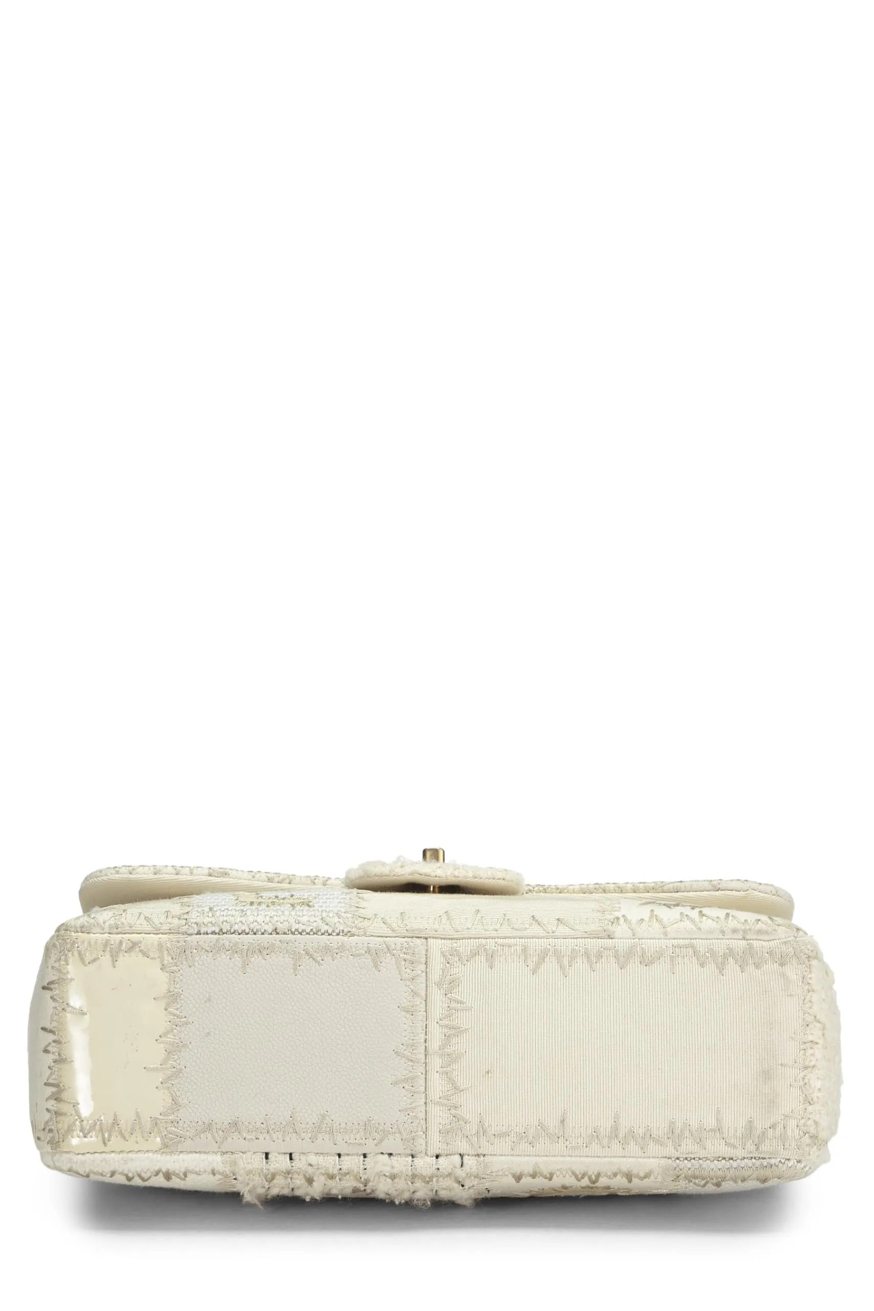 Chanel,  Cream Patchwork Half Flap Jumbo, White