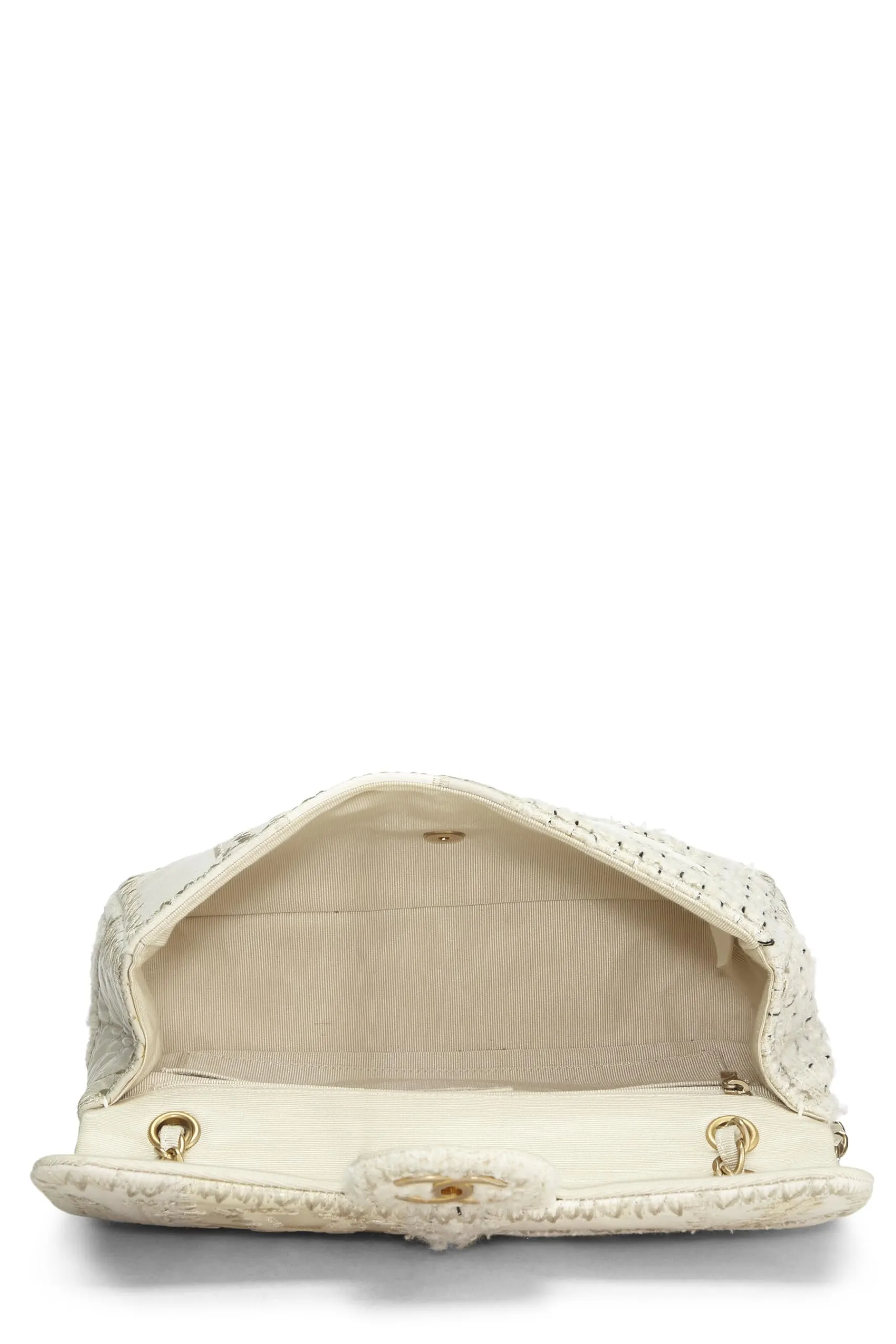 Chanel,  Cream Patchwork Half Flap Jumbo, White
