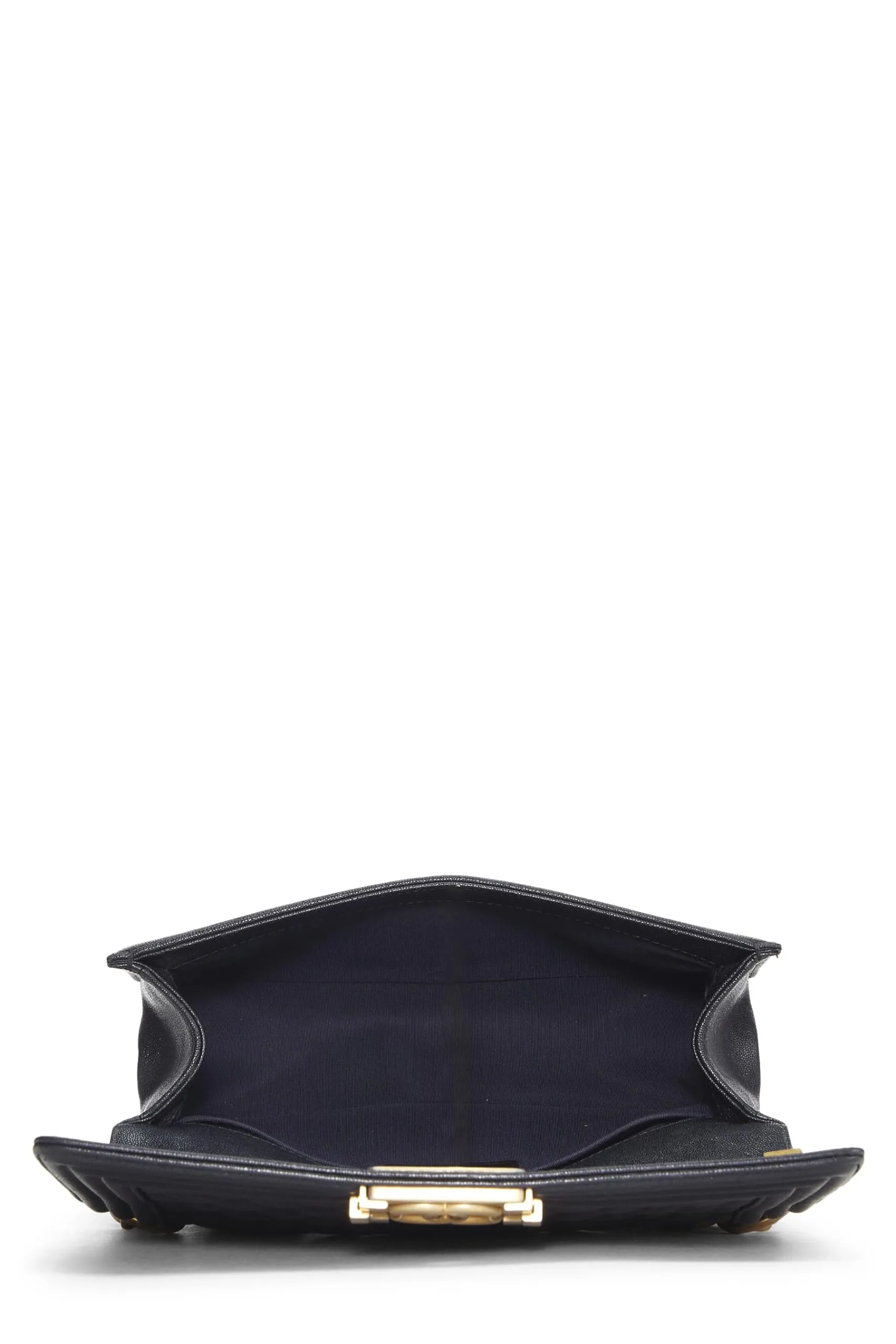 Chanel,  Navy Quilted Caviar Boy Bag Medium, Blue