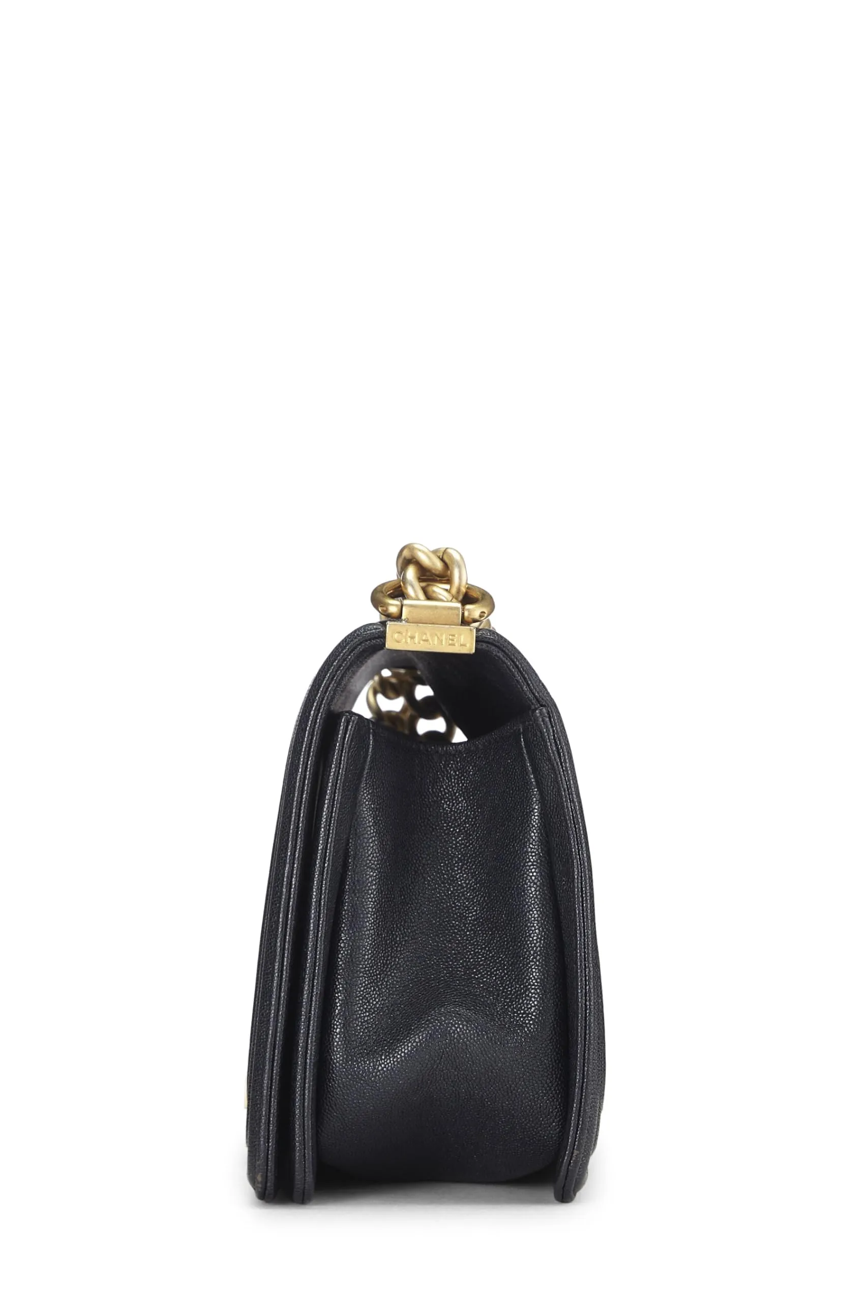 Chanel,  Navy Quilted Caviar Boy Bag Medium, Blue