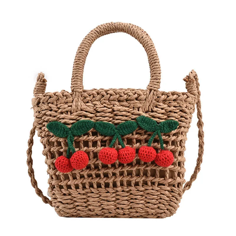 Cherry Decor 2023 Designer Sling Straw Beach Bag-Showtown