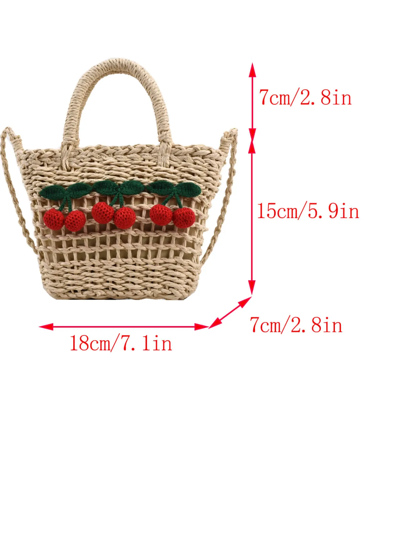 Cherry Decor 2023 Designer Sling Straw Beach Bag-Showtown