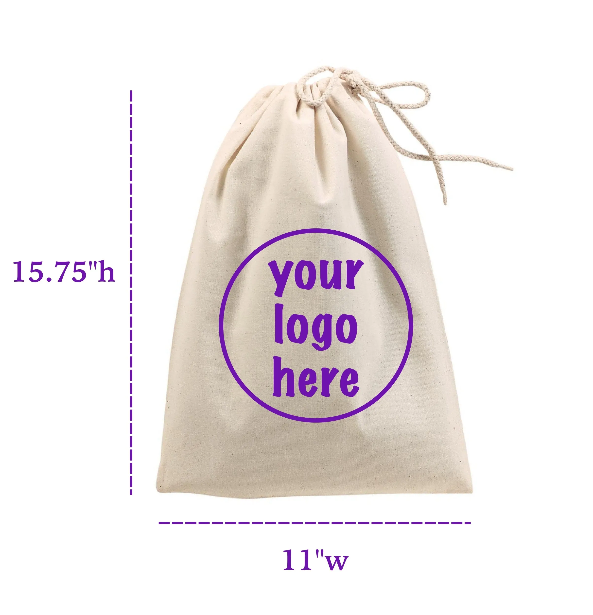 Custom Printed Cotton Drawstring Bags with Logo
