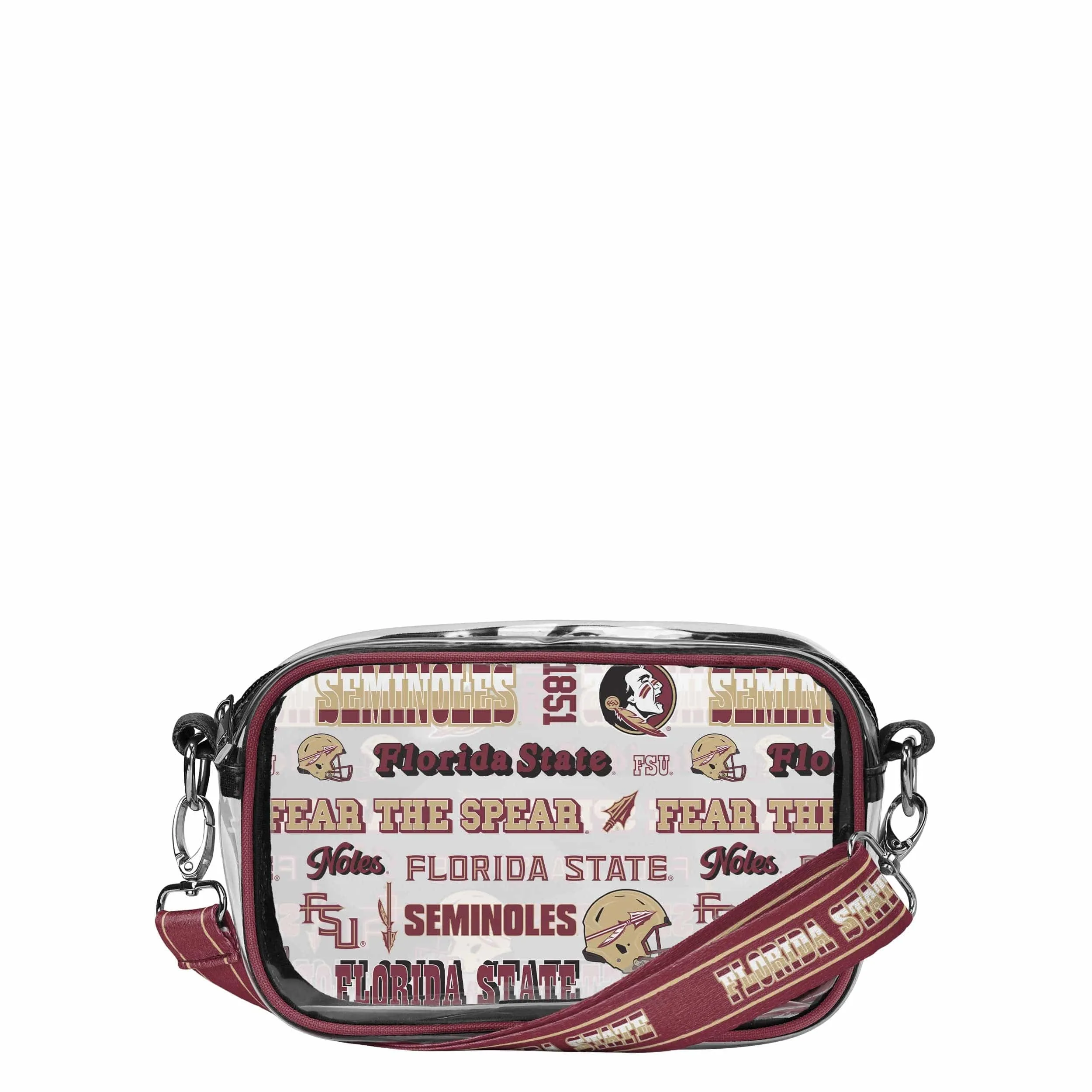Florida State Seminoles NCAA Repeat Retro Print Clear Crossbody Bag