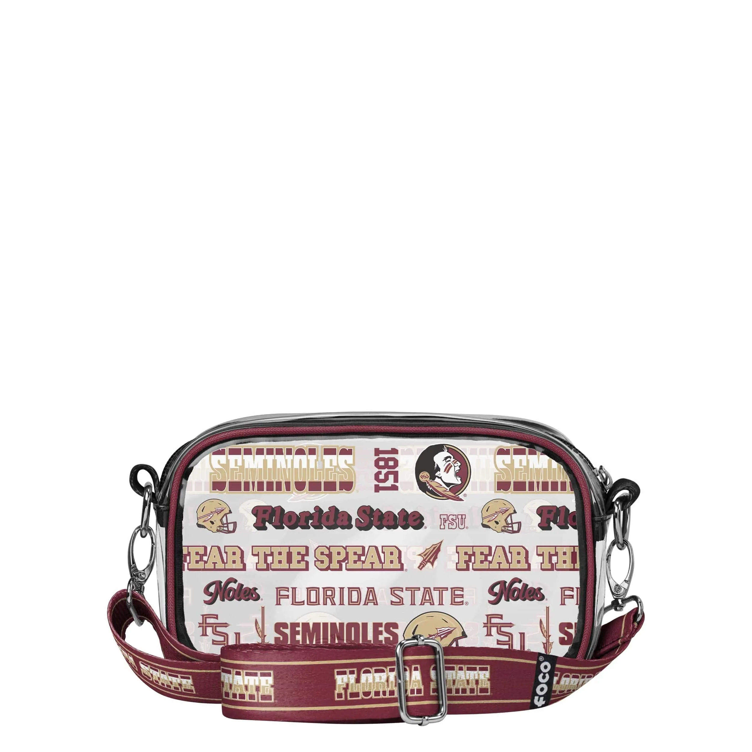 Florida State Seminoles NCAA Repeat Retro Print Clear Crossbody Bag
