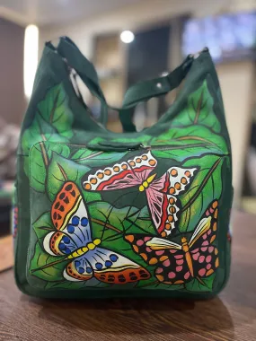 Genuine Leather Hand Painted Tote Bag Hand Bags Cowhide Hand Bags, Baby Weekender Hand Bag, Ladies Hand Bags, Leather Bags LB 8091