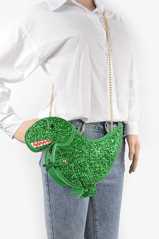 Glitter Green Dinosaur Fun Cute Iconic Swing Crossbody Bag