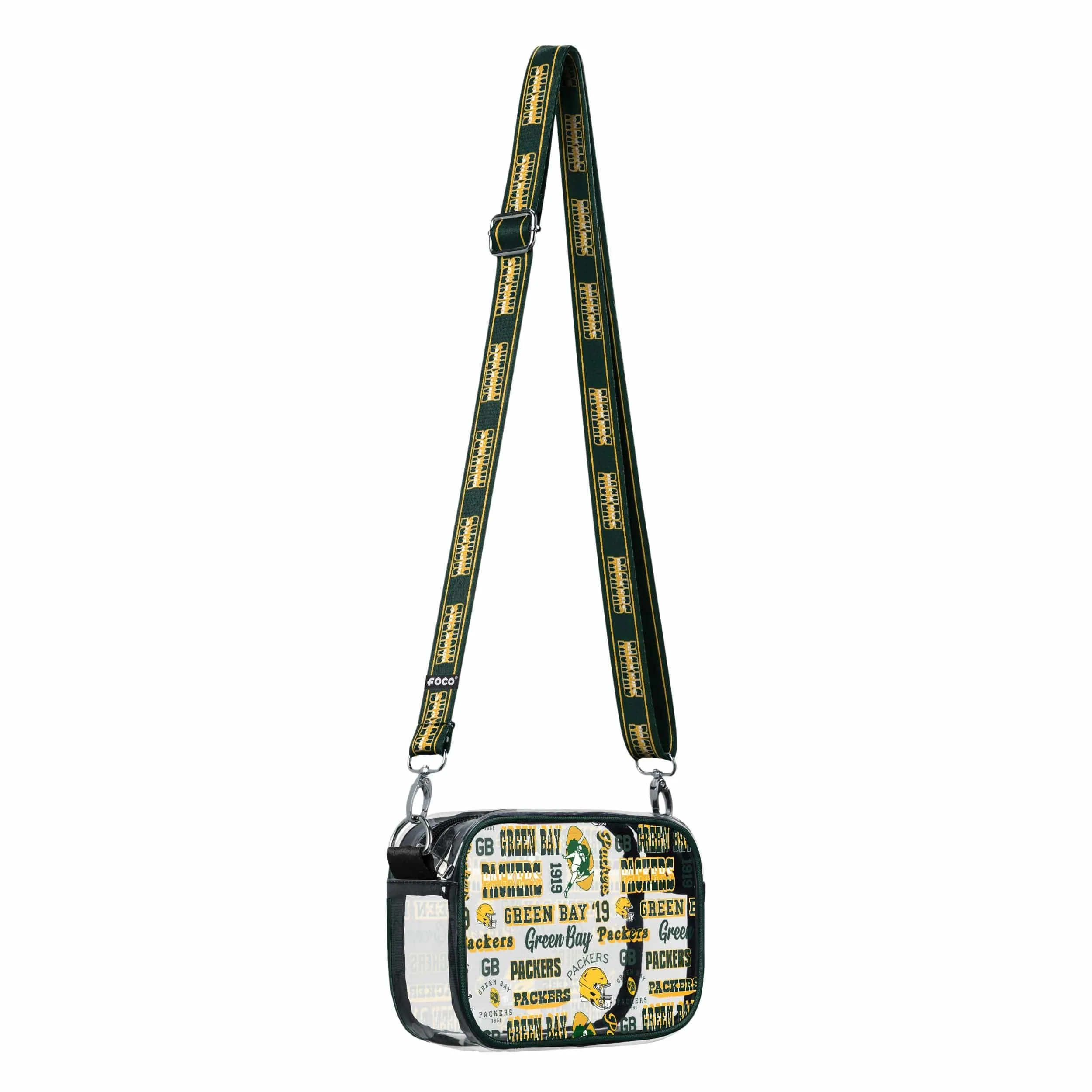 Green Bay Packers NFL Repeat Retro Print Clear Crossbody Bag